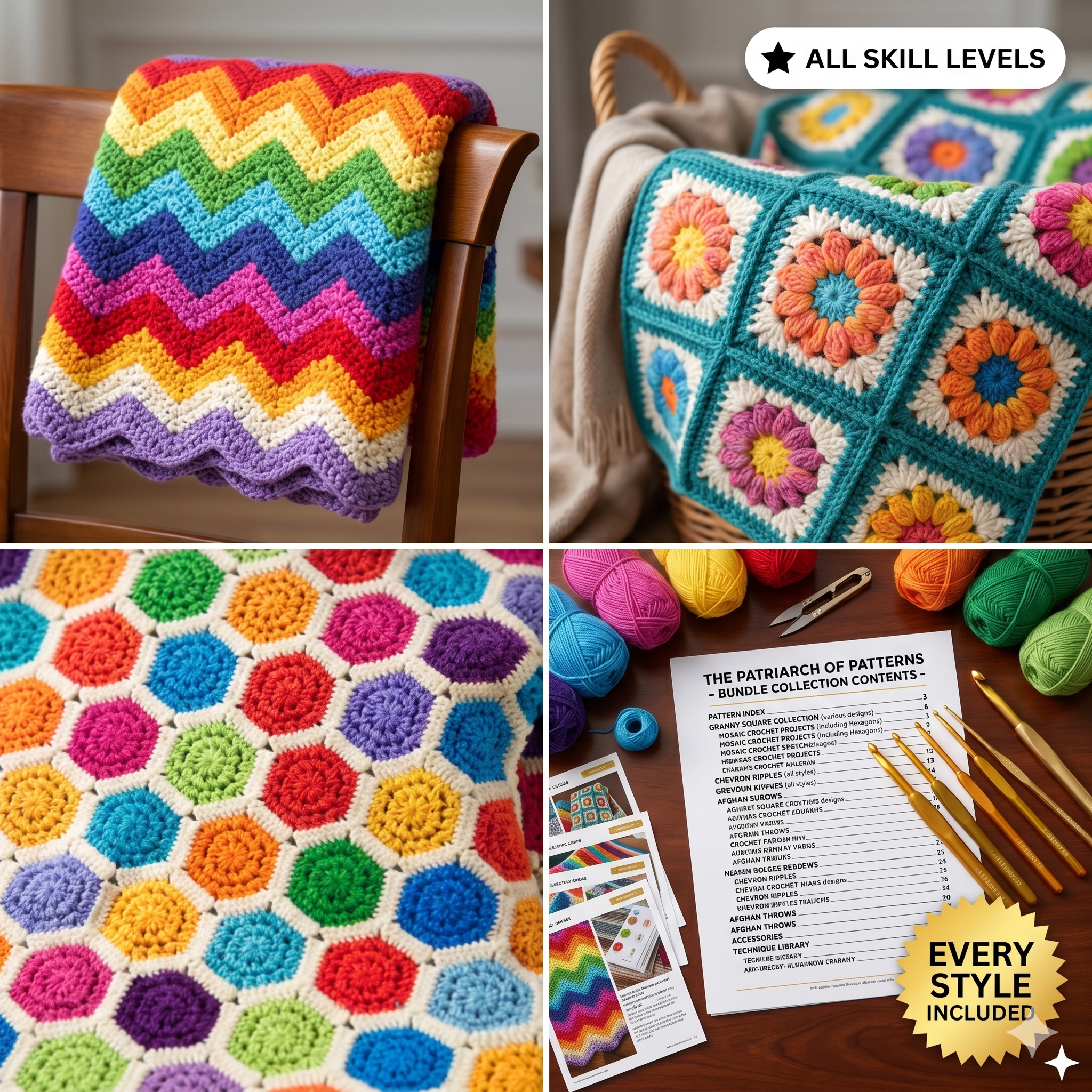 250+ Crochet Blanket Patterns Bundle | Afghan Blankets, Baby Blankets, Granny Blankets & Throws (PDF)
