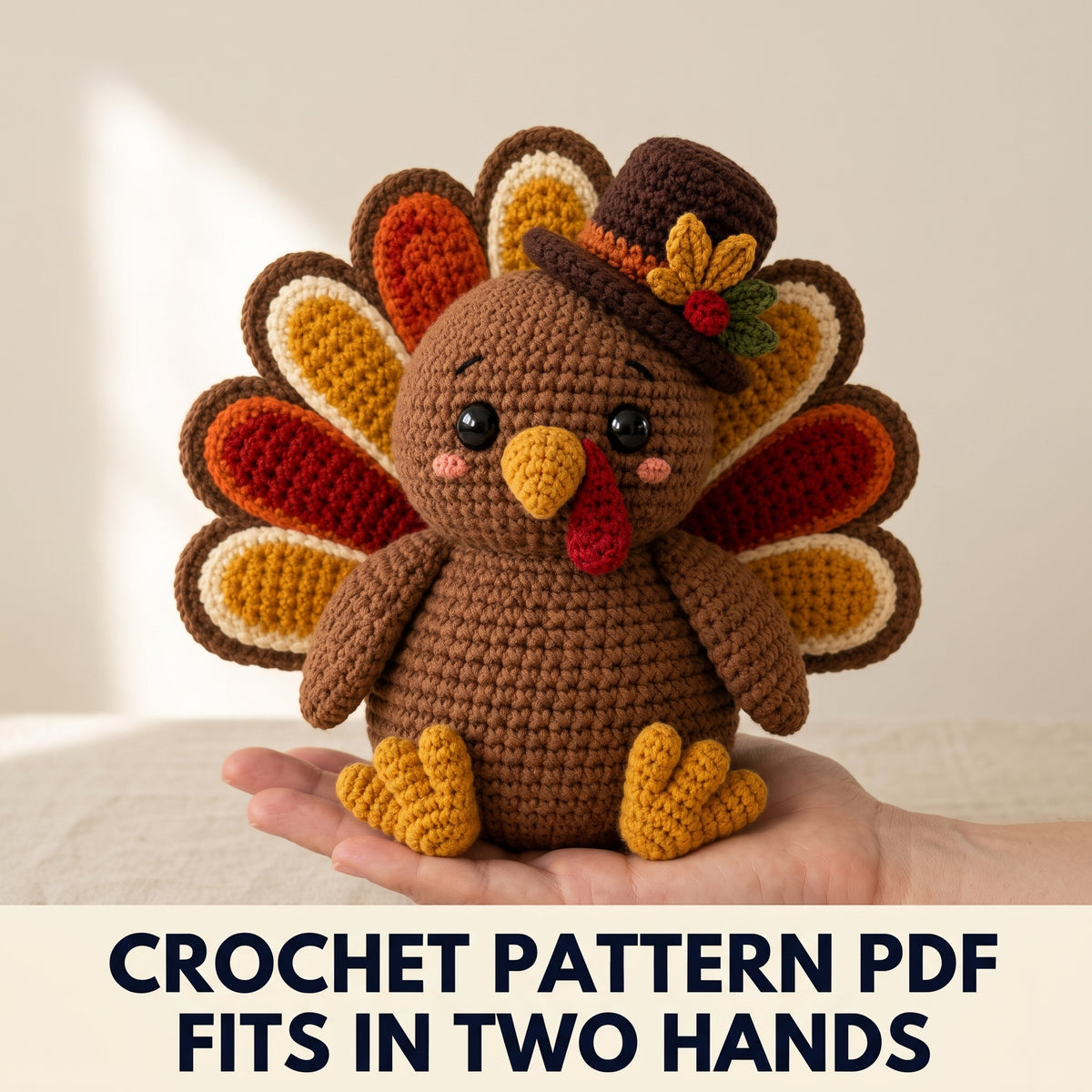 Amigurumi Turkey Crochet Pattern PDF β Thanksgiving Turkey with Top Hat and Layered Tail Feathers