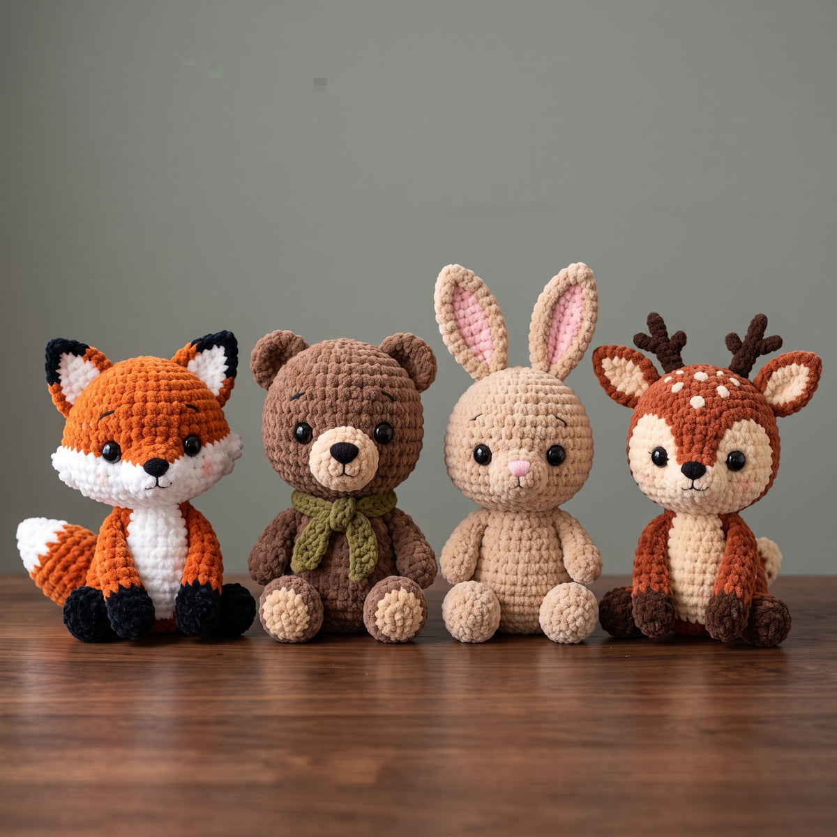 Crochet Animal Pattern Bundle PDF | 8 Woodland Amigurumi - Fox, Bear, Bunny, Deer, Owl & More | Chenille Plush, US Terms