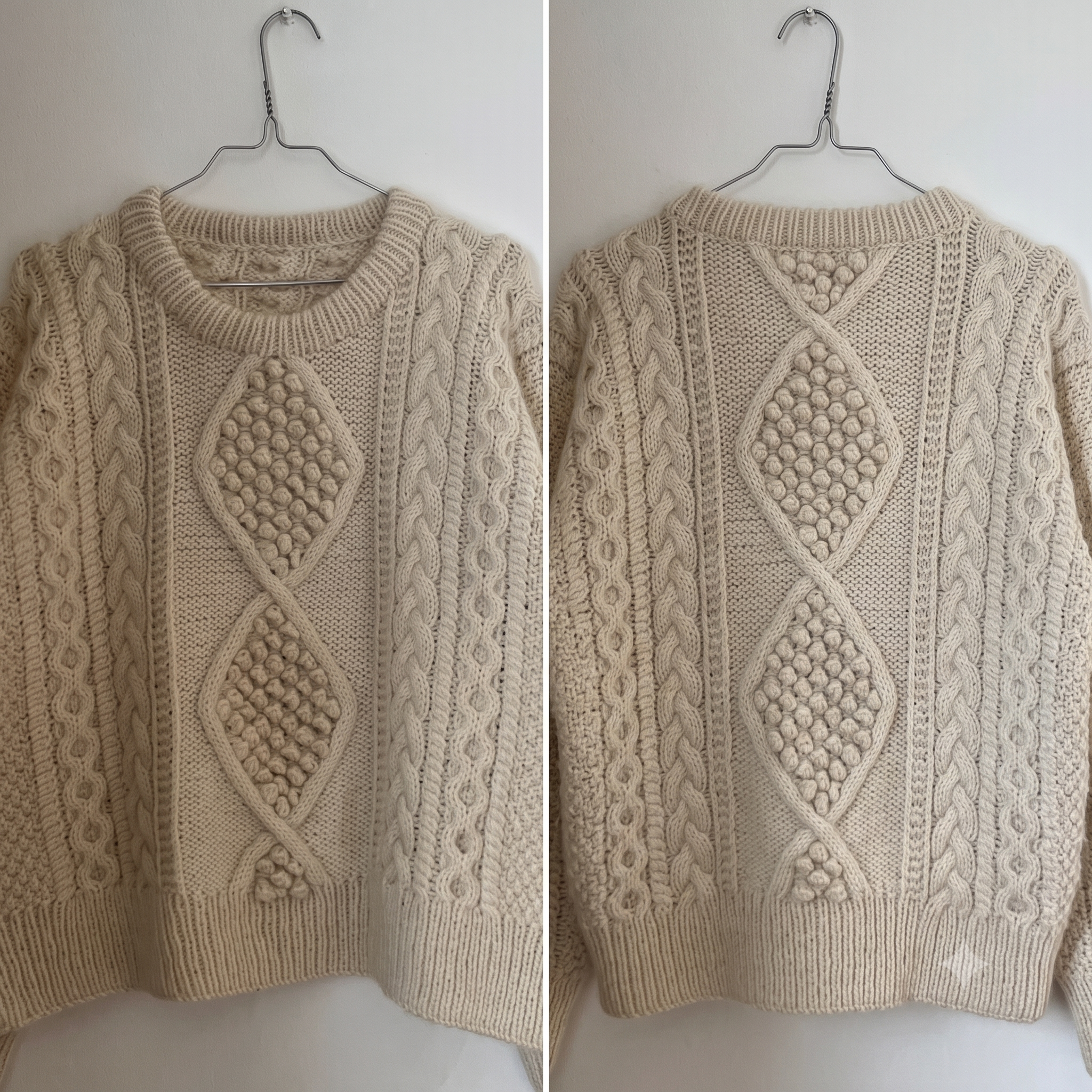Aran Cable Sweater Knitting Pattern PDF | Top Down Fisherman Jumper | 8 Sizes Worsted and Mohair | Instant Download