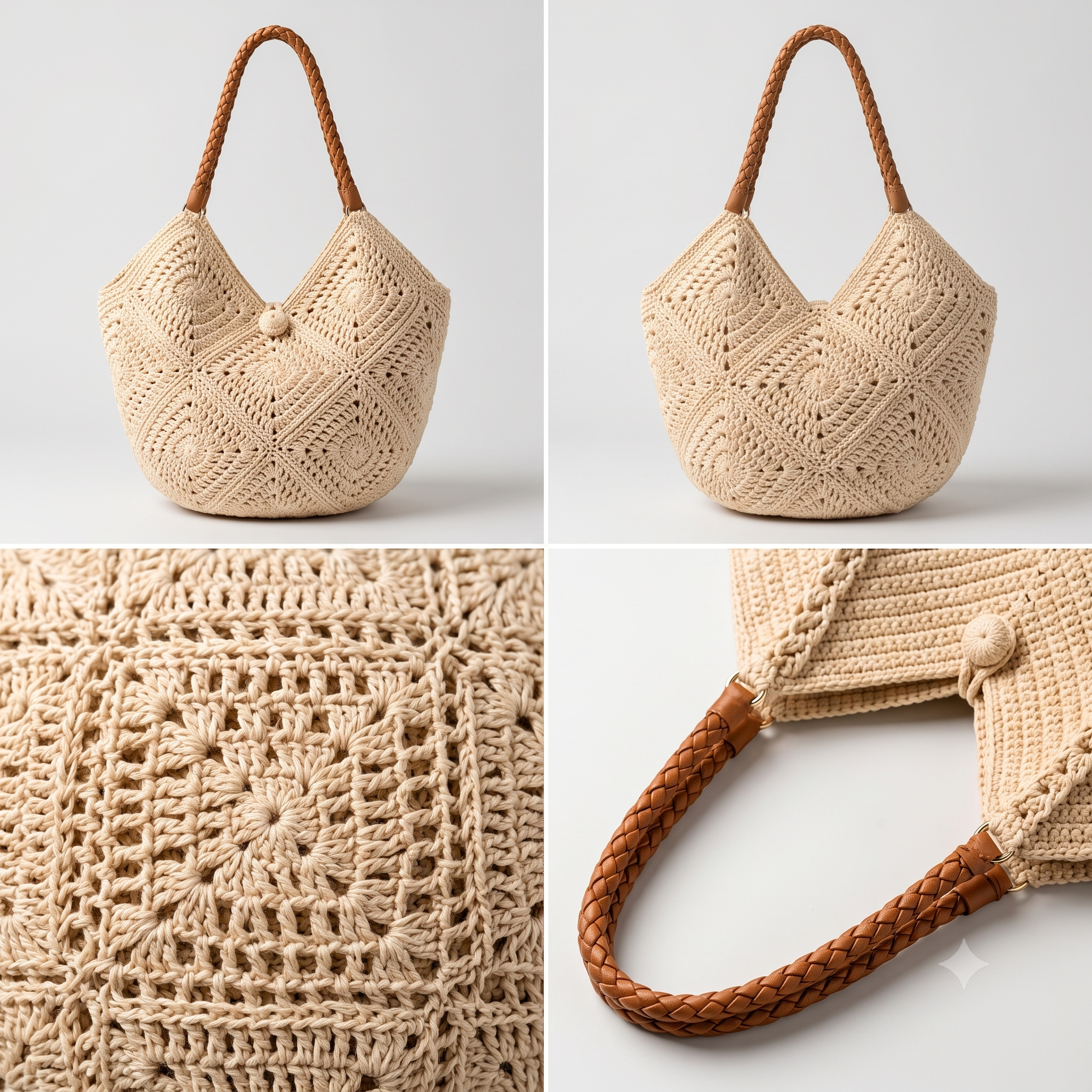 Crochet Square Motif Shoulder Bag Pattern PDF, Easy Purse Tutorial, Textured Bag Pattern, Digital Download, Beginner Friendly
