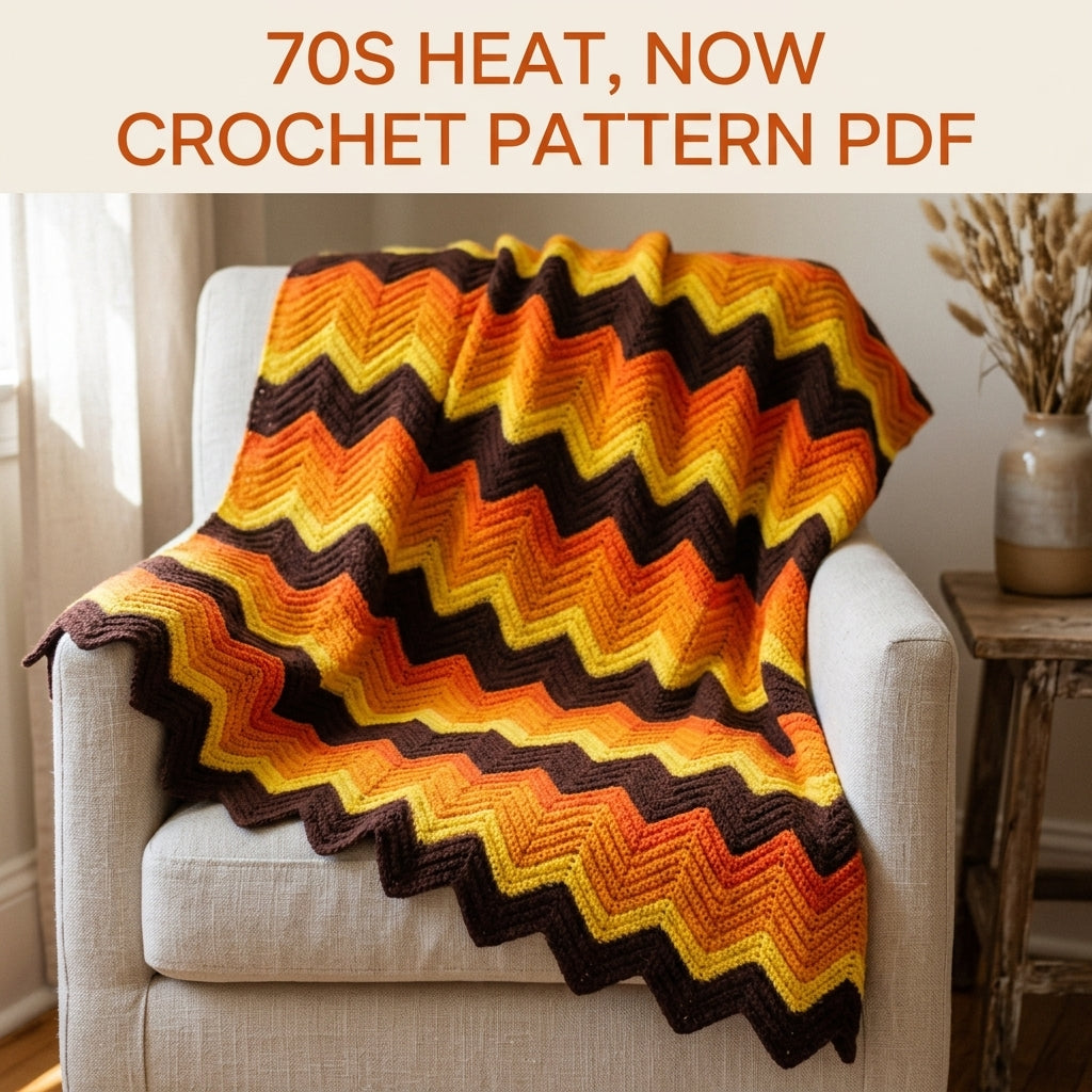Sunset Ripple Blanket Crochet Pattern PDF – Retro Stripe Afghan