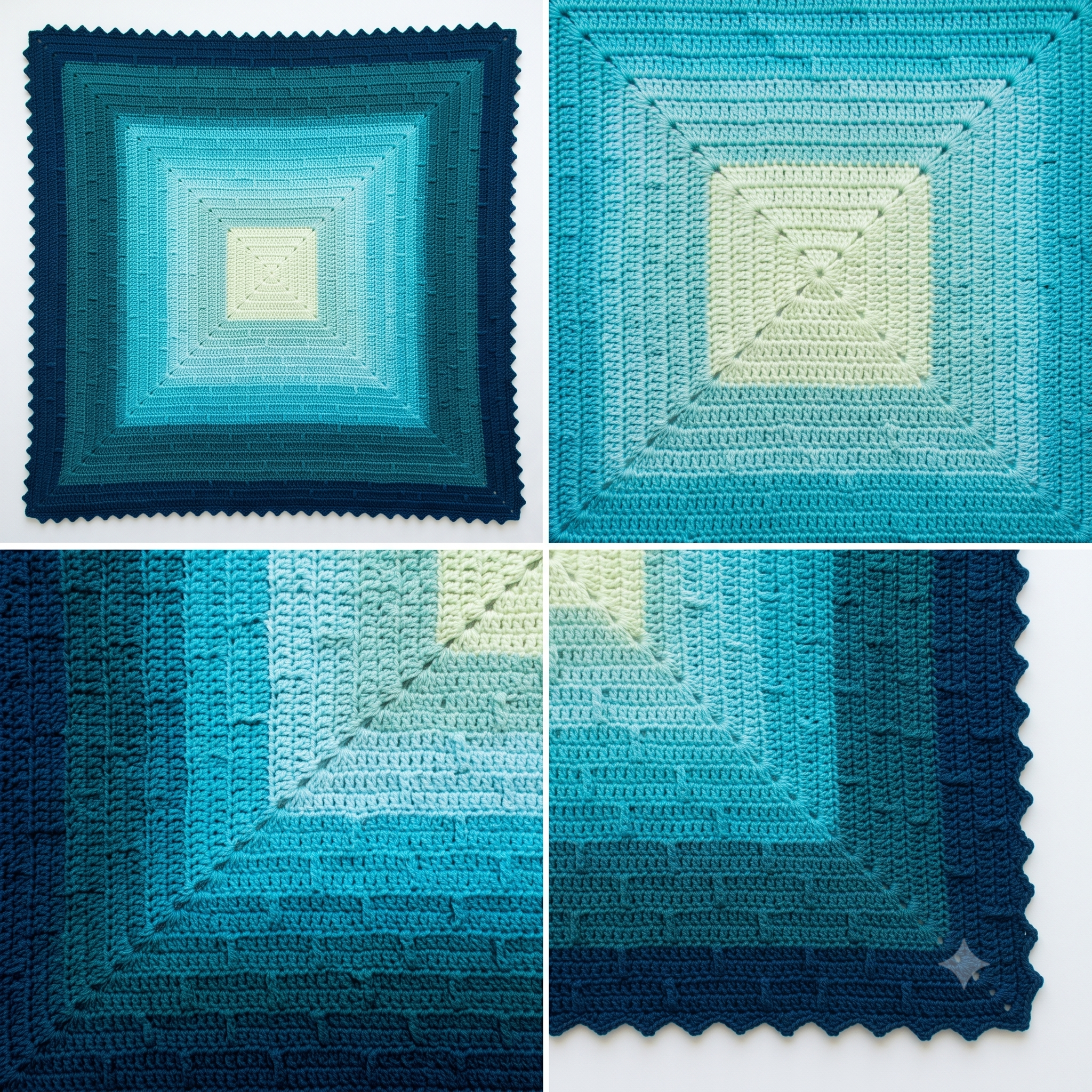 Gradient Square Blanket Crochet Pattern PDF, Ombre Blanket Pattern, Concentric Square Throw, Textured Block Stitch Blanket, Instant Download