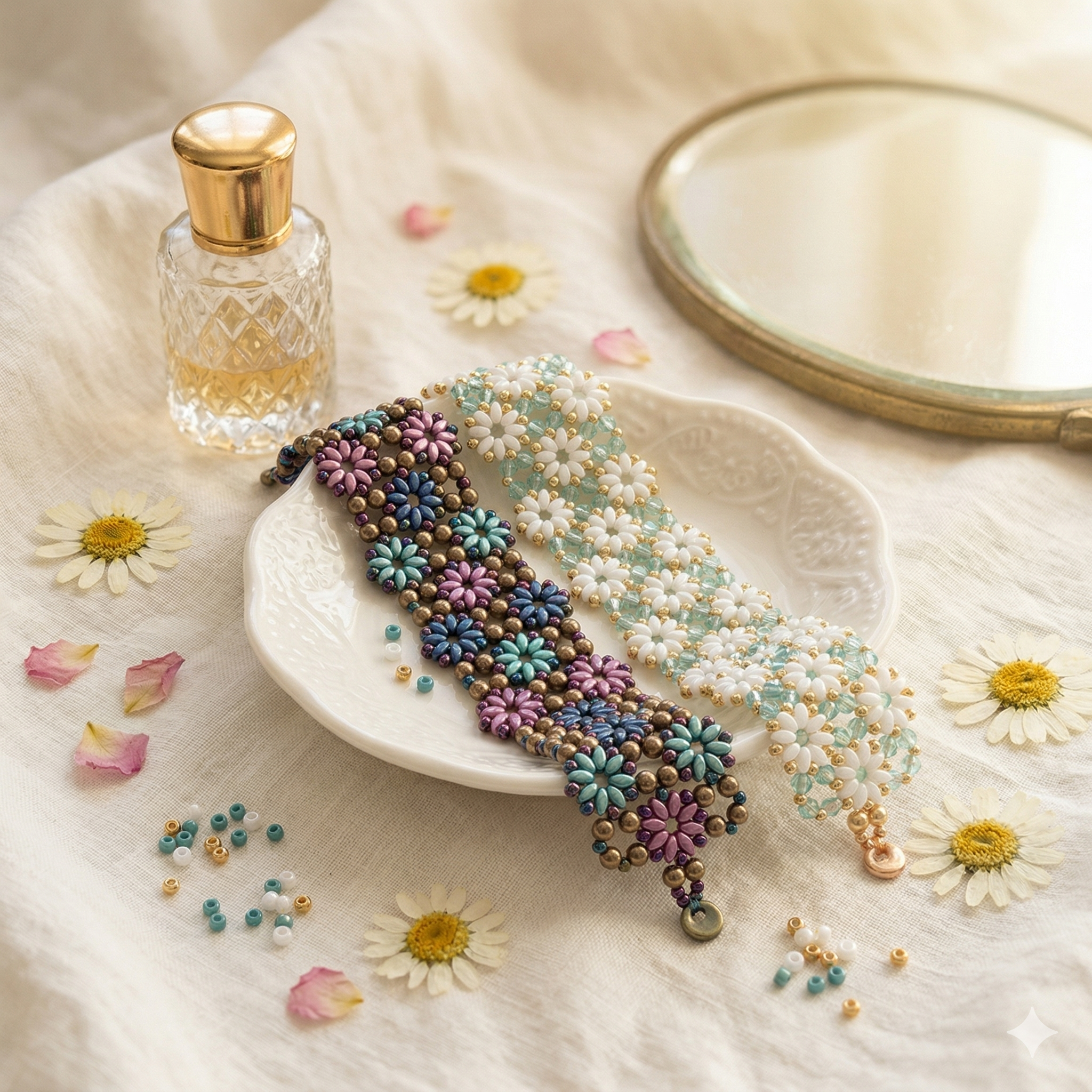 Daisy Chain Bracelet beaded pattern tutorial (digital download PDF pattern in English only)
