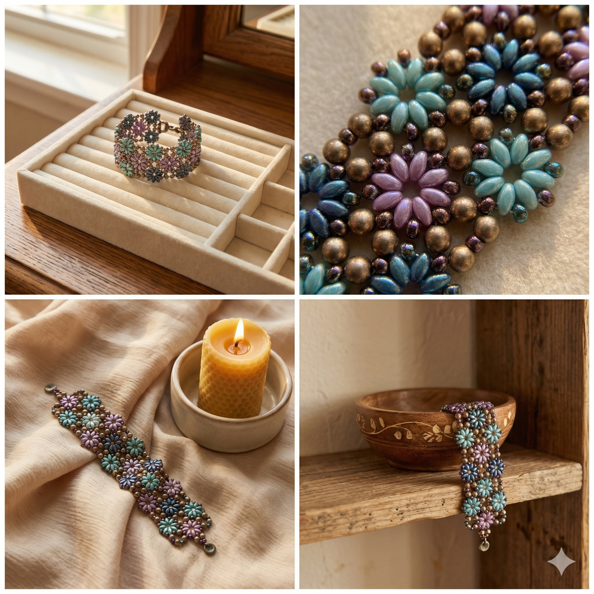 Daisy Chain Bracelet beaded pattern tutorial (digital download PDF pattern in English only)
