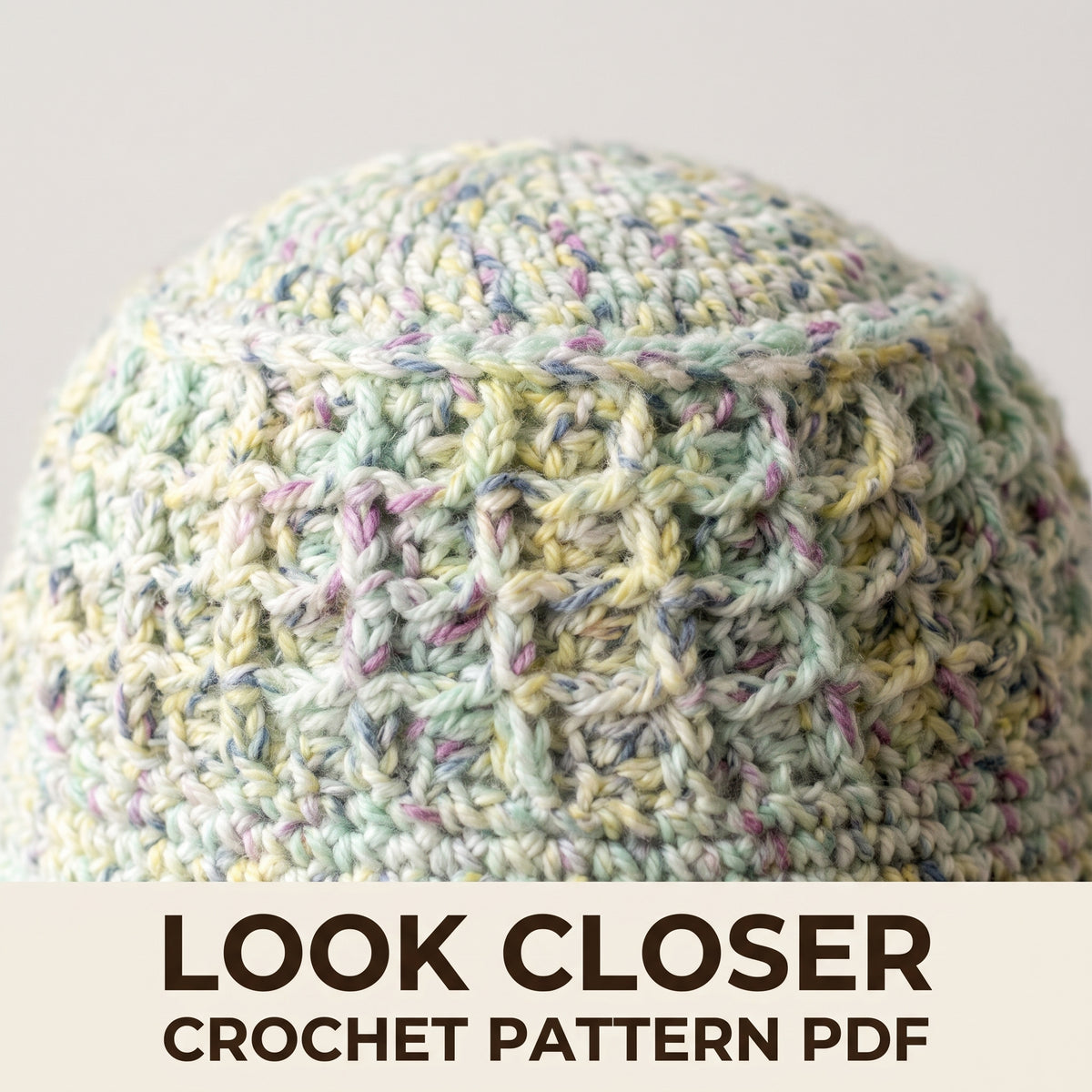Bucket Hat and Scarf Crochet Pattern PDF, Textured Cluster Hat and Matching Scarf Set, Speckled Yarn, 3 Hat Sizes