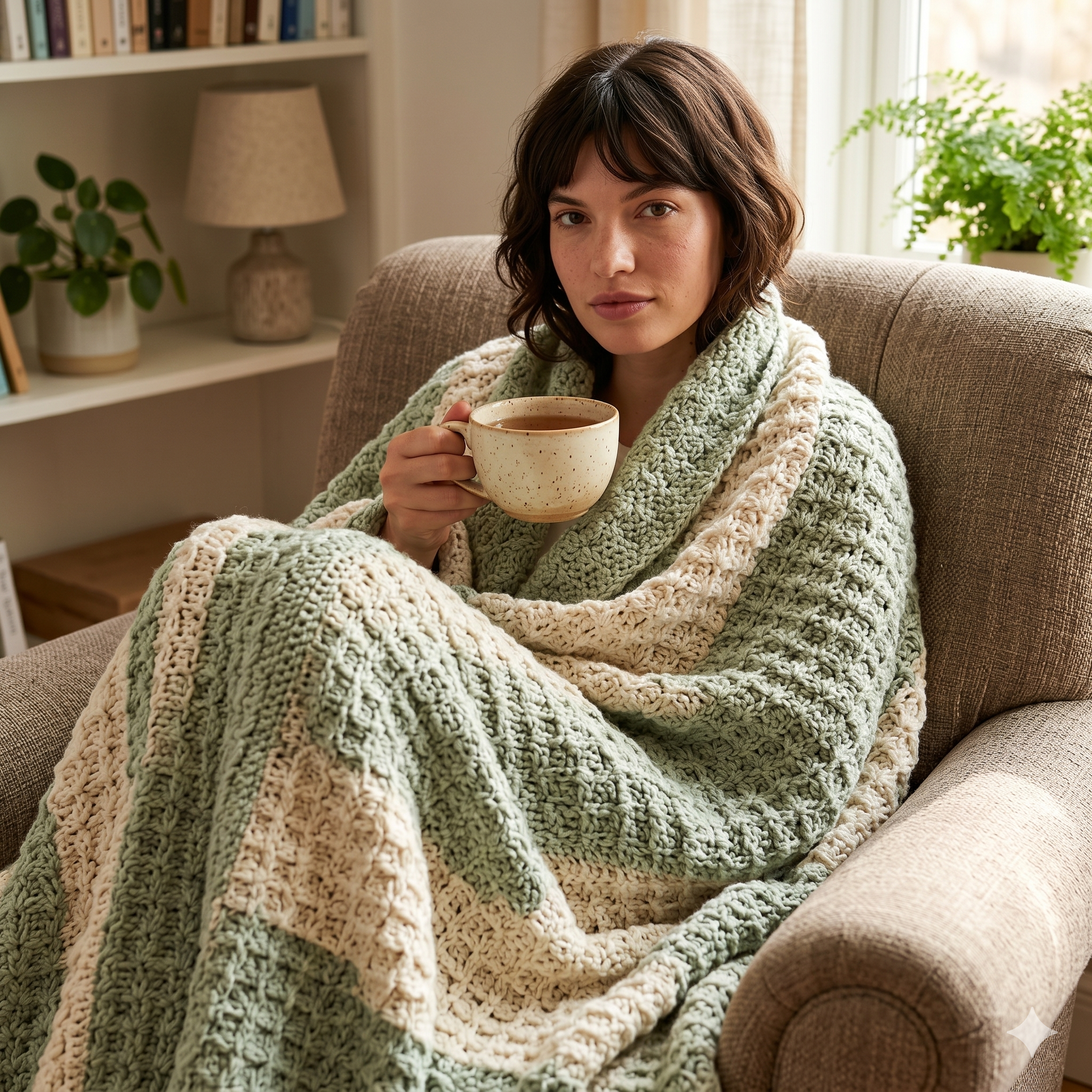 CROCHET PATTERN C2C Waffled Shell Stitch Blanket - Make Any Size Square or Rectangle - PDF Download