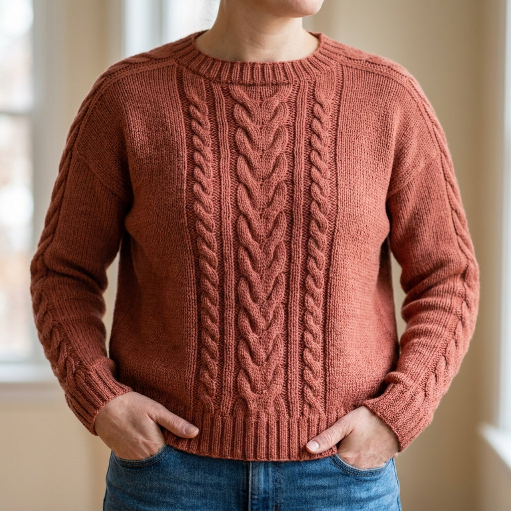 Cable Knit Sweater Pattern PDF | Oversized Merino Jumper 5 Sizes | Seamless Cable Pullover | Instant Download English and French