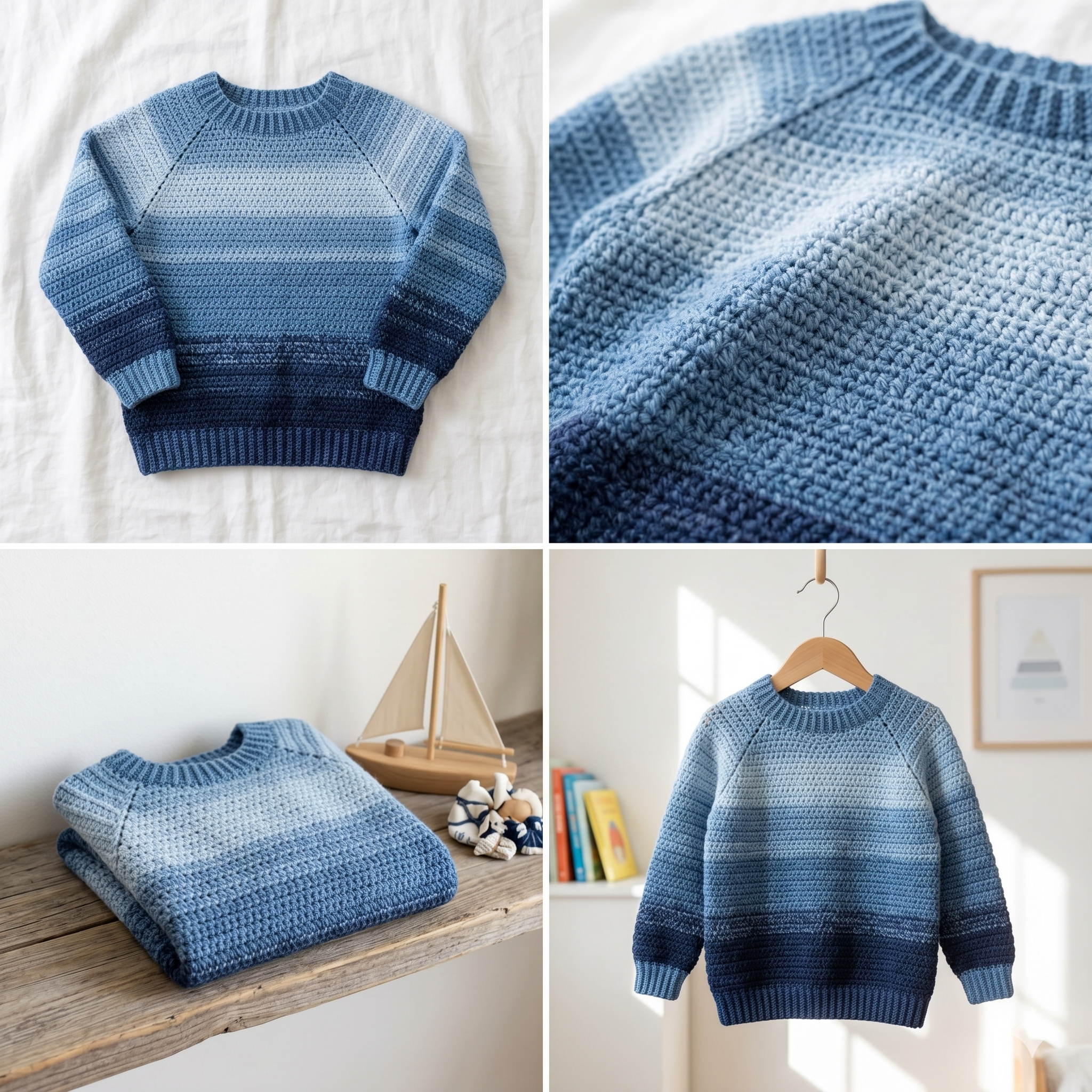 CROCHET PATTERN & VIDEO/ Athabasca Falls Children's Pullover, Easiest Children's Crochet Sweater, Easy Children's Pullover Pattern, Beginner