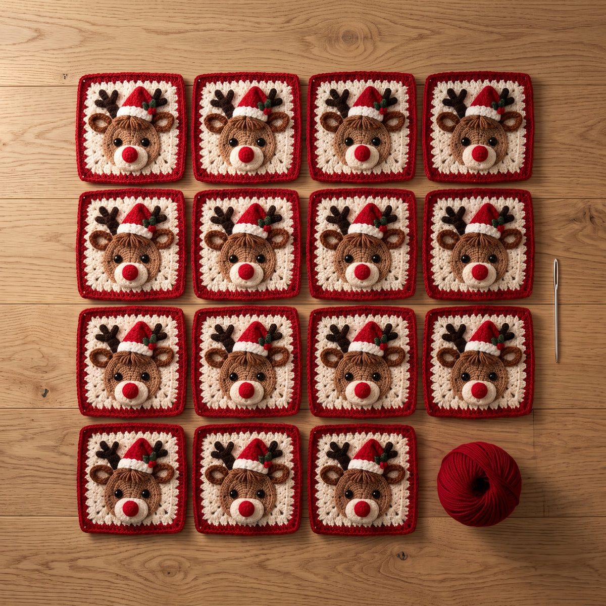 Christmas Reindeer Granny Square Blanket Crochet Pattern PDF