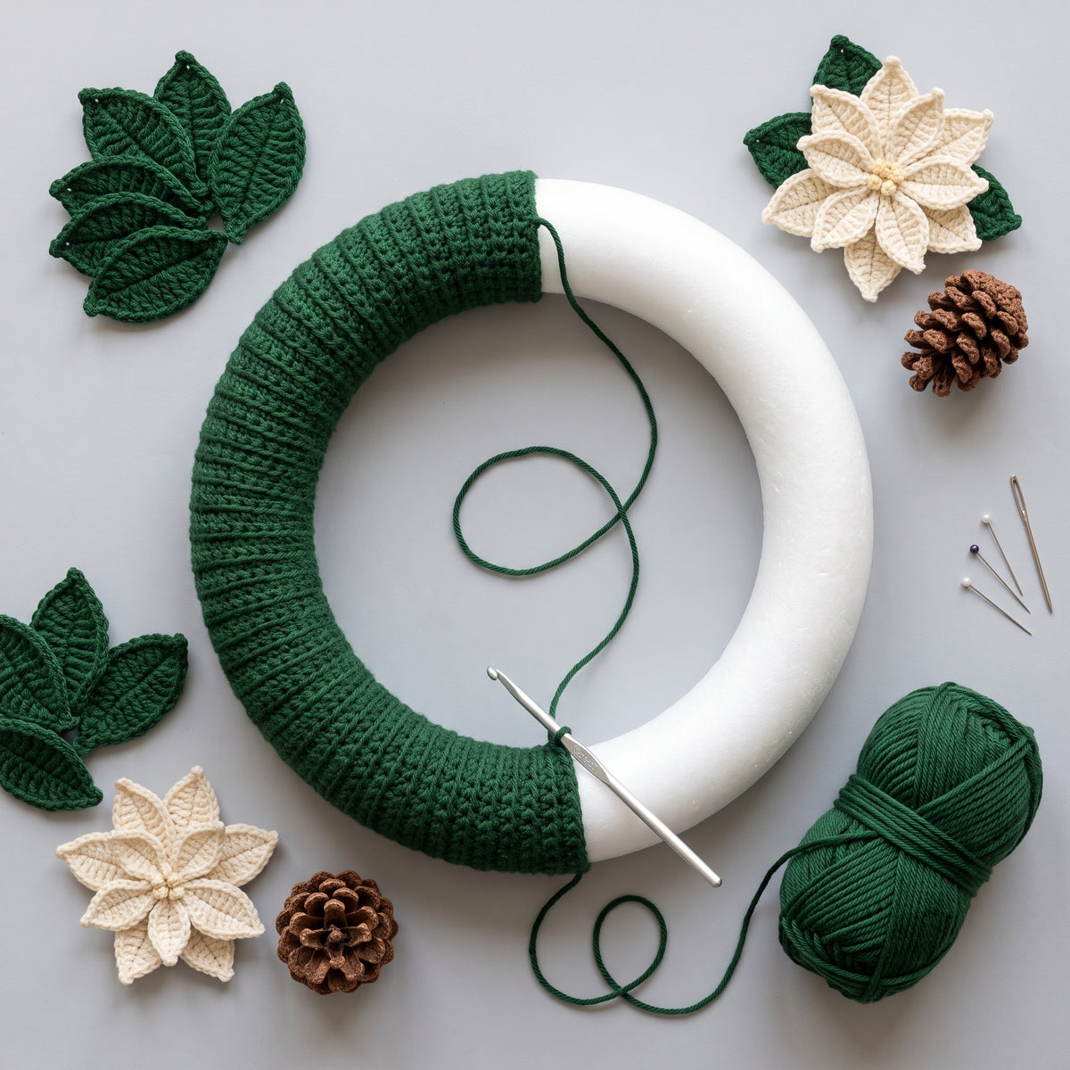 Christmas Wreath Crochet Pattern PDF, Snowman Reindeer Door Wreath