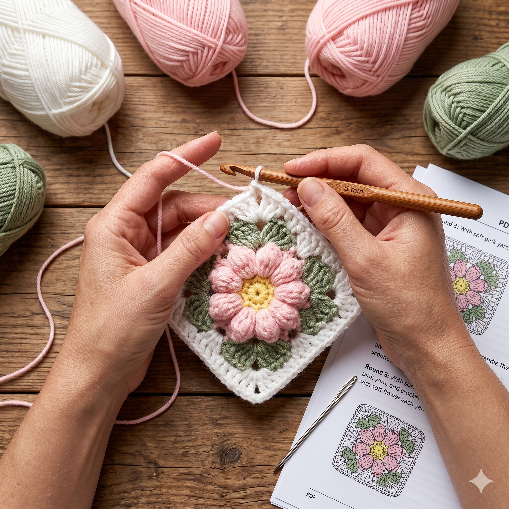 Coquette Flowers Baby Blanket โ Crochet Pattern (PDF + Video) | Floral Granny Square Throw