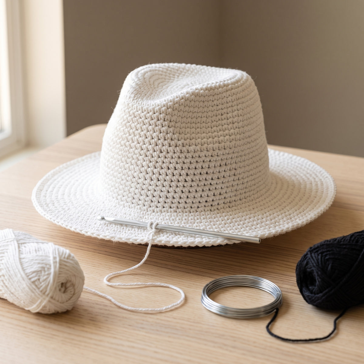 Crochet Cowboy Hat Pattern PDF, Wide Brim Western Hat, Cowgirl Hat