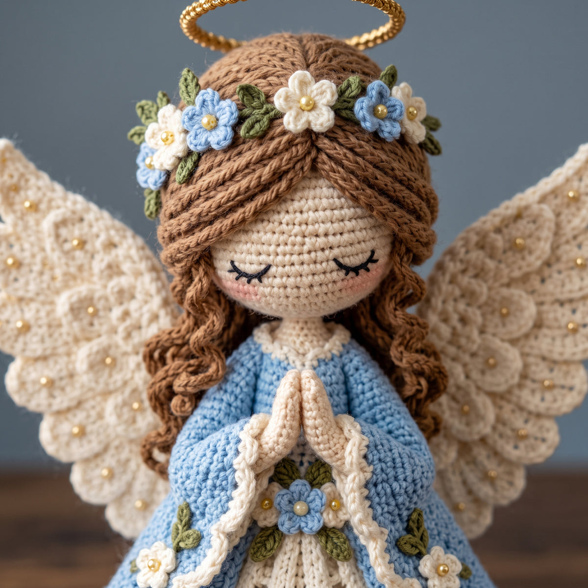 Crochet Angel Pattern PDF, Floral Praying Angel Doll with Lace Wings, Christmas Tree Topper and Home Decor