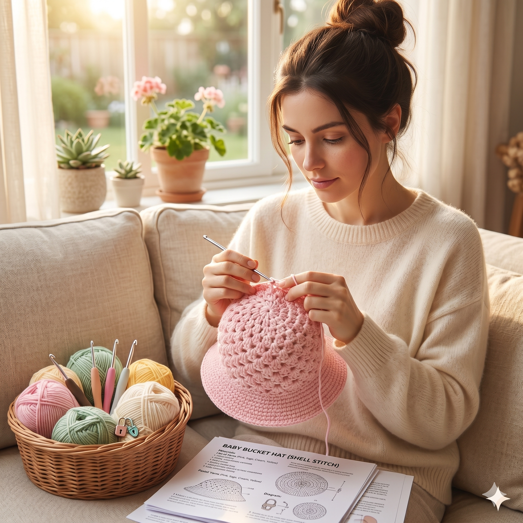 Crochet Baby Bucket Hat Pattern PDF, Easy Summer Sun Hat Kids