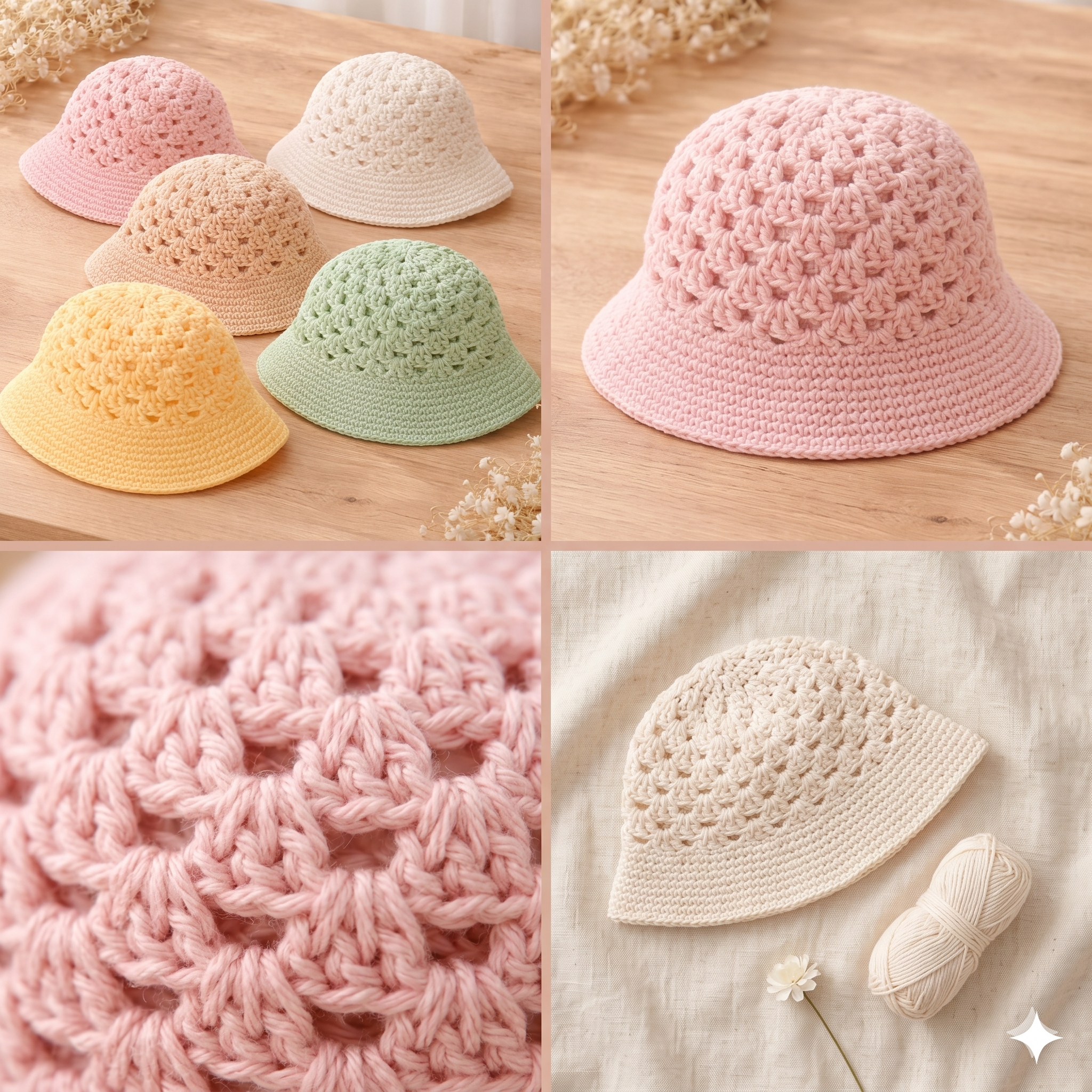Crochet Baby Bucket Hat Pattern PDF, Easy Summer Sun Hat Kids