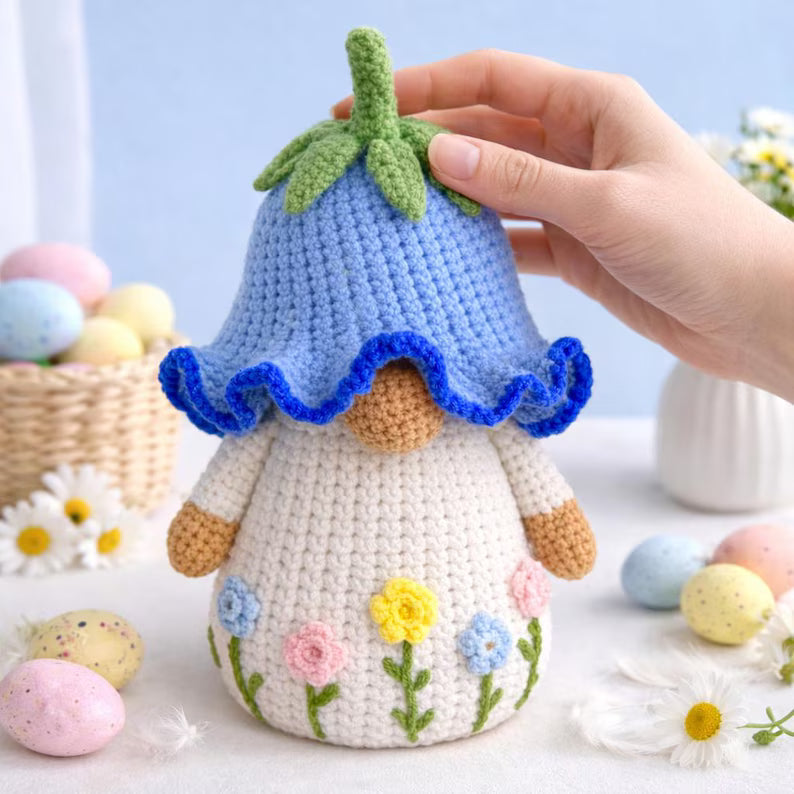 Crochet Bluebell Gnome Pattern PDF, Amigurumi Nursery Room Tutorial, Beginner Friendly Digital Download
