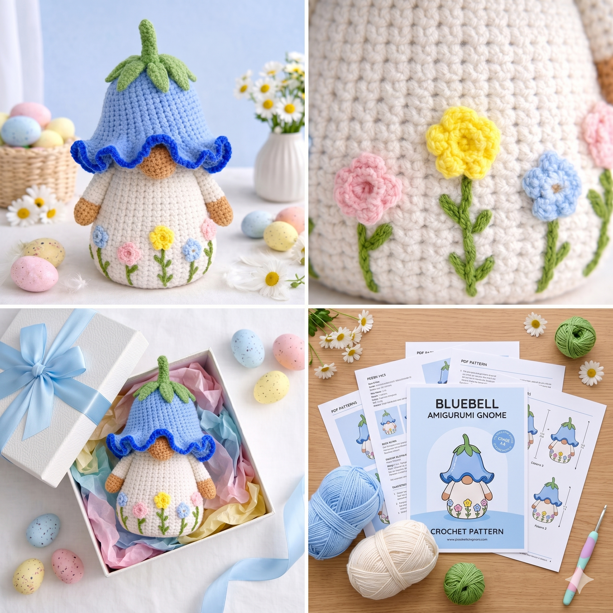 Crochet Bluebell Gnome Pattern PDF, Amigurumi Nursery Room Tutorial, Beginner Friendly Digital Download
