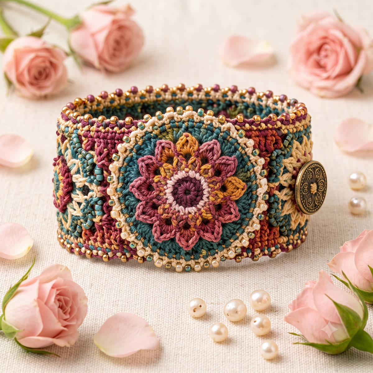 Crochet Bracelet Pattern Bundle PDF | 10 Handmade Jewelry Tutorials, Flower Beaded Boho Bracelets, Beginner, US Terms, Instant Download