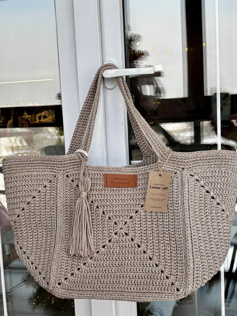 Crochet Granny Square Tote Bag Pattern, Beginner Friendly (PDF)