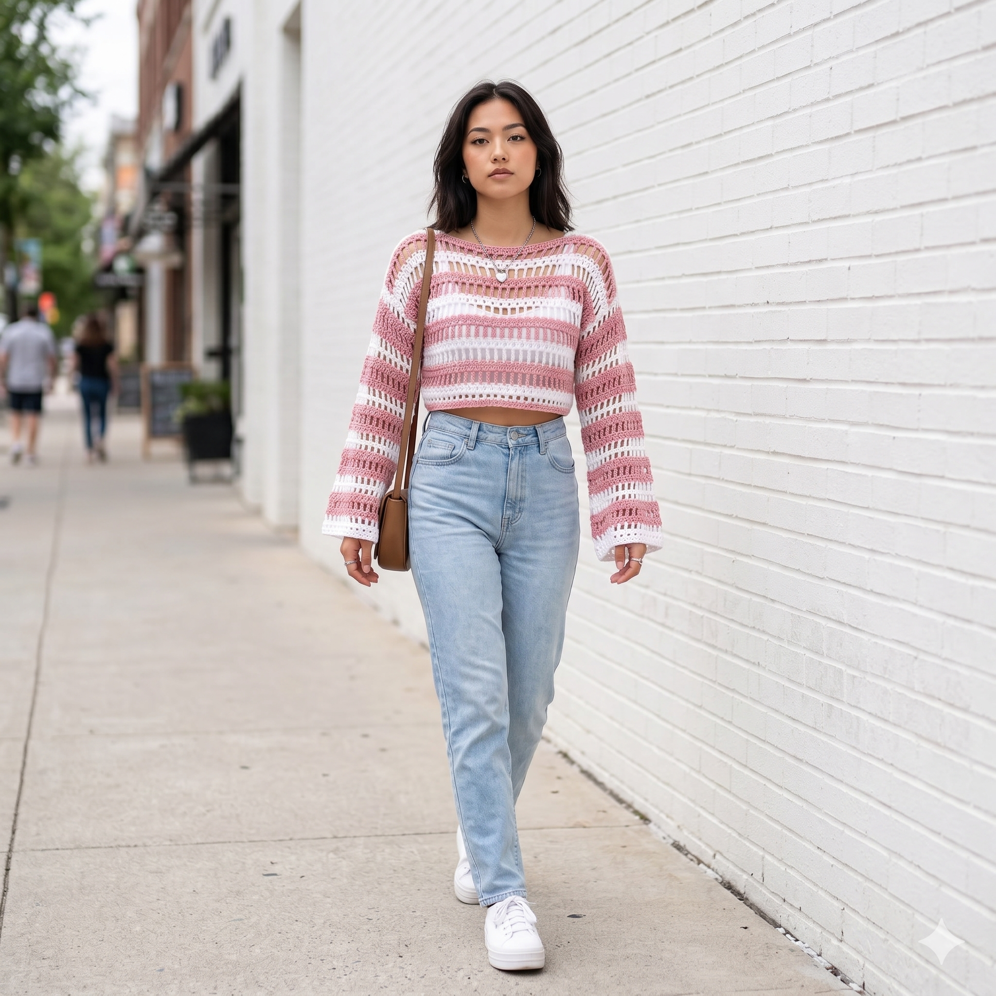 Crochet Mesh Sweater Pattern PDF, Striped Crochet Crop Top Pattern, Open Stitch Summer Crochet Sweater, Made to Measure Crochet Pullover Top