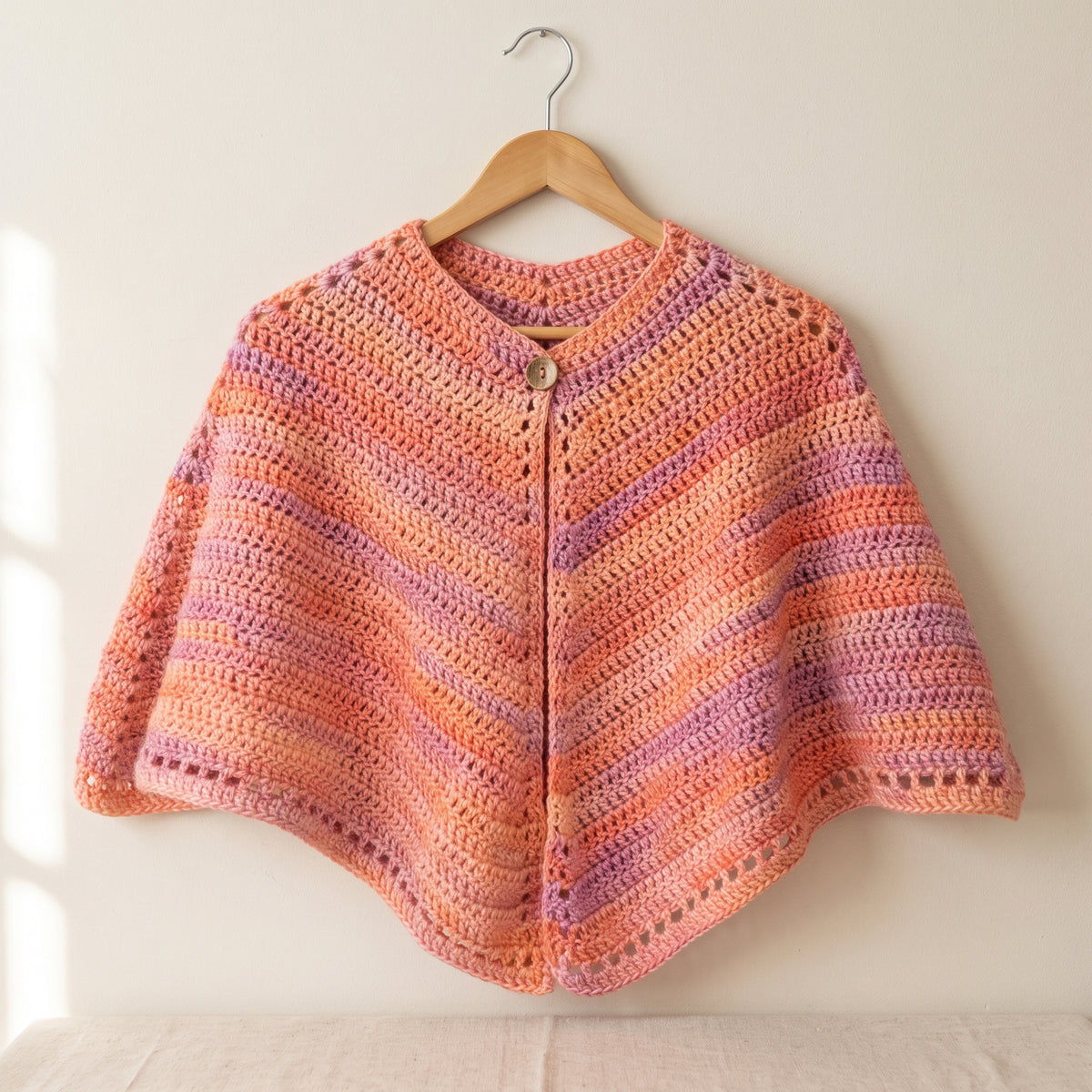 Crochet Shoulder Wrap Pattern PDF, Wheelchair Shawl and Bed Jacket, Short Capelet with Button, Easy Caregiver Gift