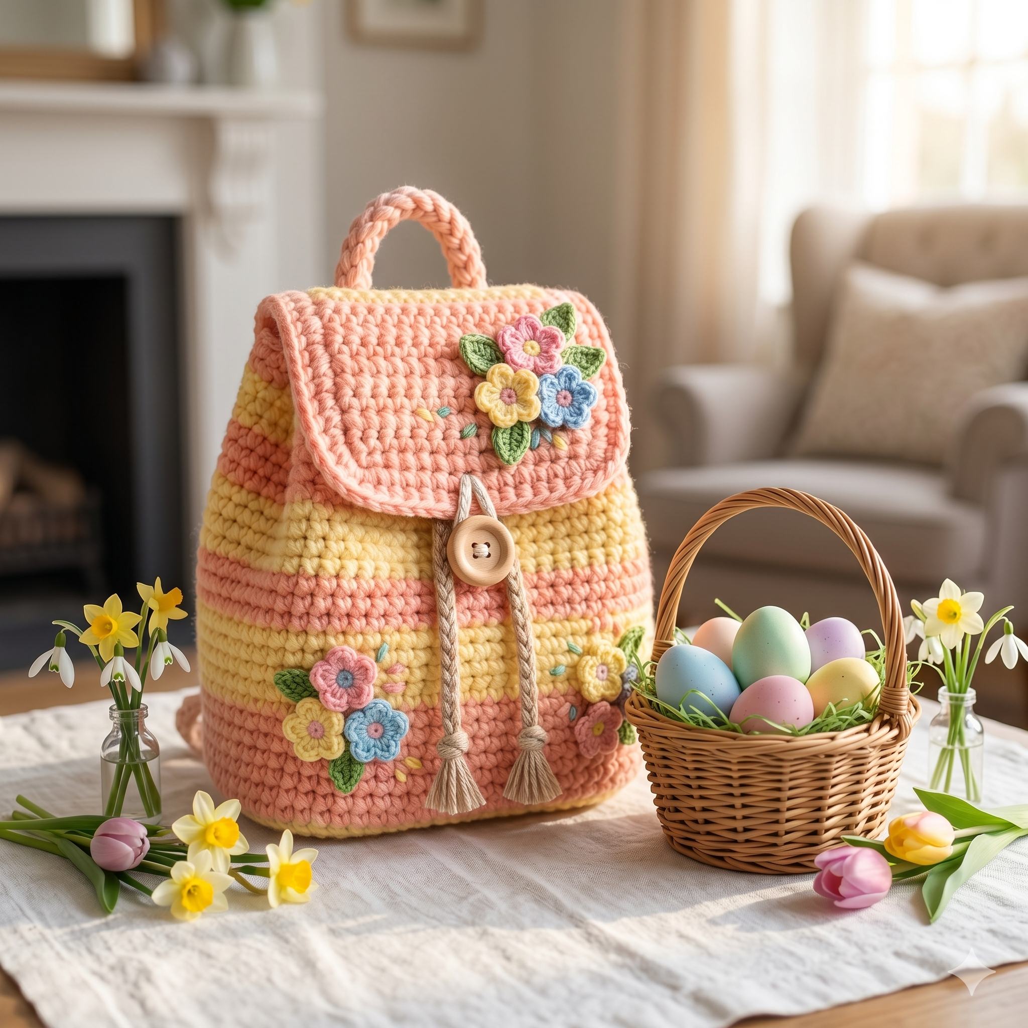 Crochet Spring Flower Backpack Pattern (PDF), Pastel Kids Bag Tutorial