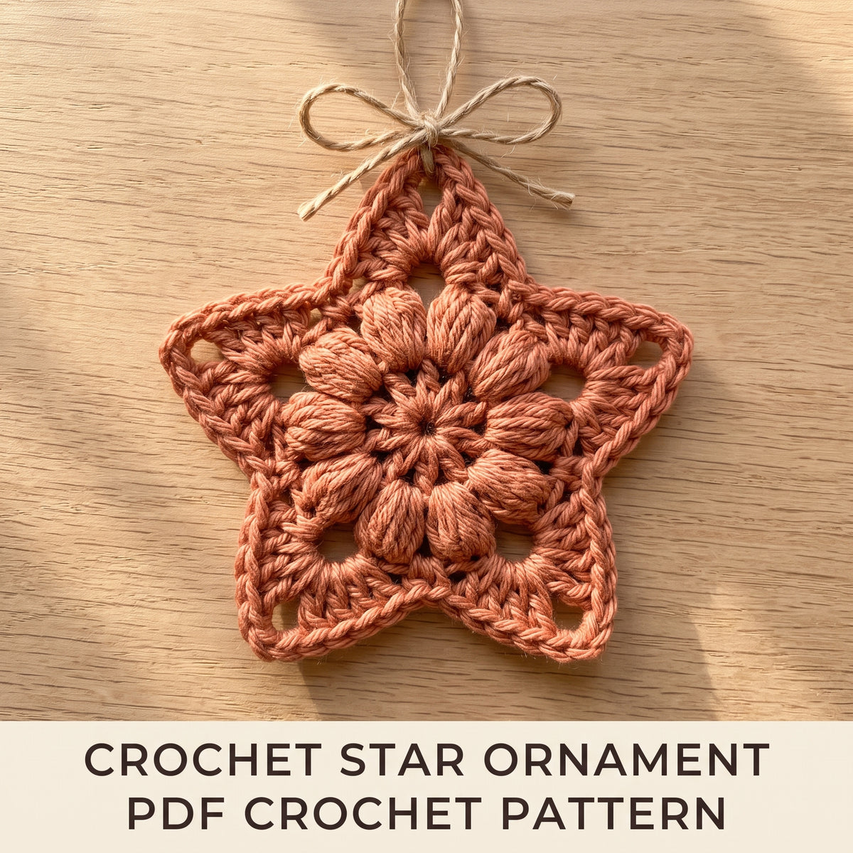 Crochet Star Ornament Pattern PDF | Puff Stitch Christmas Star for Tree, Garland & Gift Tags | US Terms | Instant Download