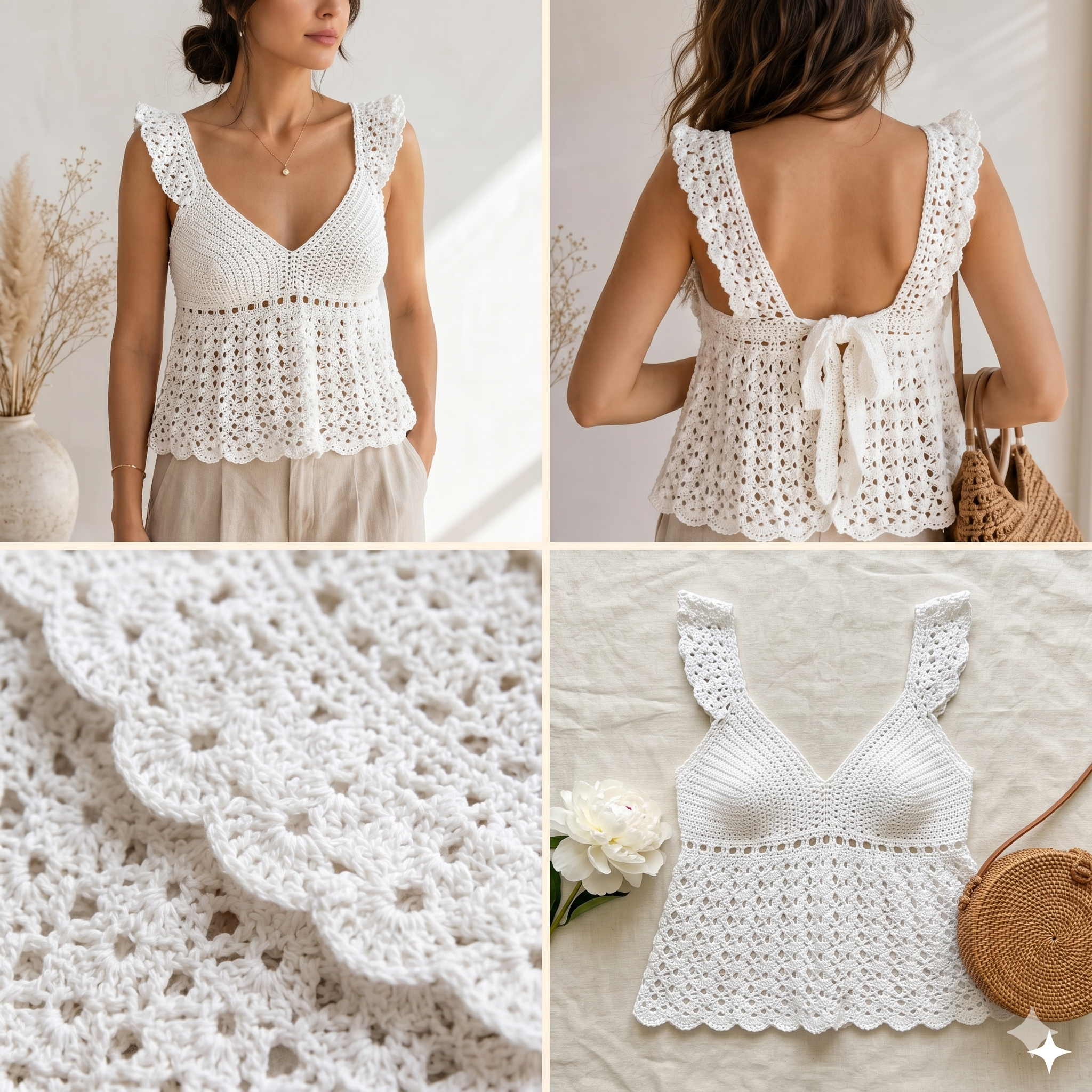 Crochet Tank Top Pattern PDF, Boho Summer Crochet Top Pattern, Easy Lace Camisole Pattern, Womens Crochet Blouse Tutorial, Beginner Friendly