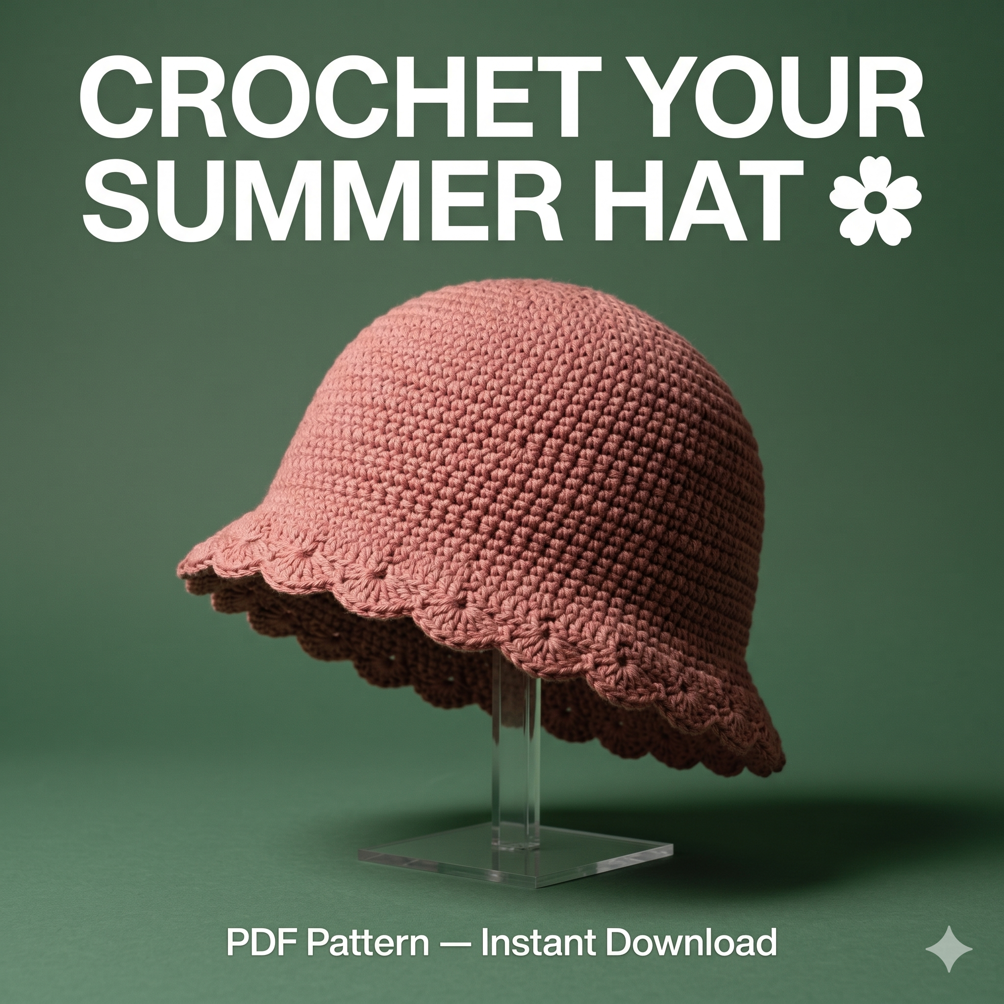 Crochet Bucket Hat Pattern PDF, Handmade Straw Hat for Beginners, Summer Sun Hat Crochet Tutorial, Beach Accessory Pattern, Digital Download