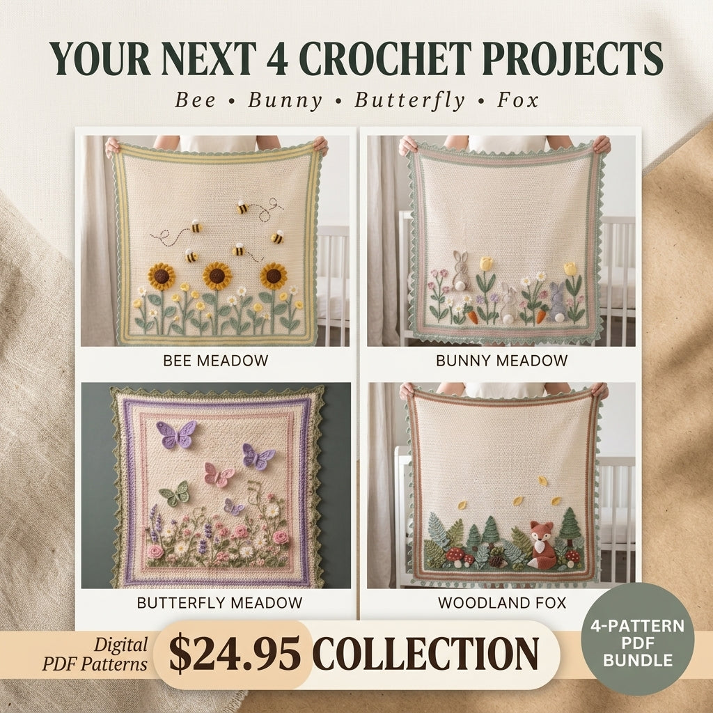 The Storybook Meadow Baby Blanket Collection – 4 PDF Crochet Patterns