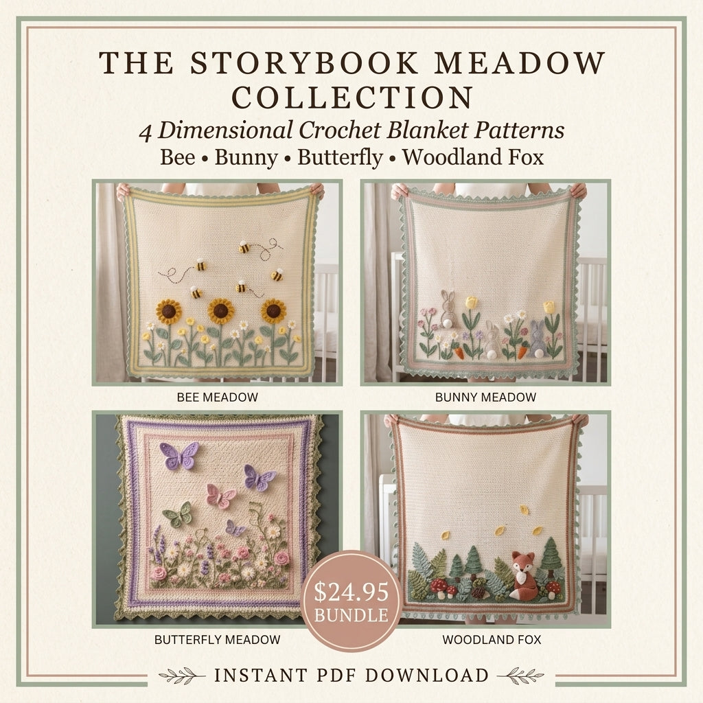 The Storybook Meadow Baby Blanket Collection – 4 PDF Crochet Patterns