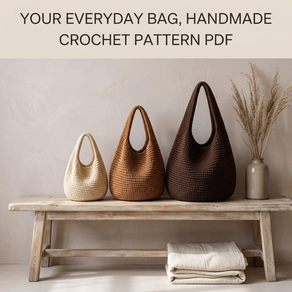 Slouchy Hobo Bag Crochet Pattern PDF - Teardrop Shoulder Bag