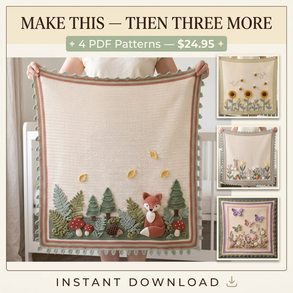 The Storybook Meadow Baby Blanket Collection – 4 PDF Crochet Patterns