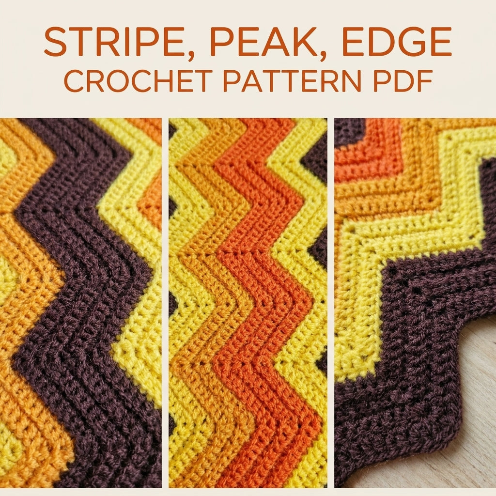 Sunset Ripple Blanket Crochet Pattern PDF – Retro Stripe Afghan