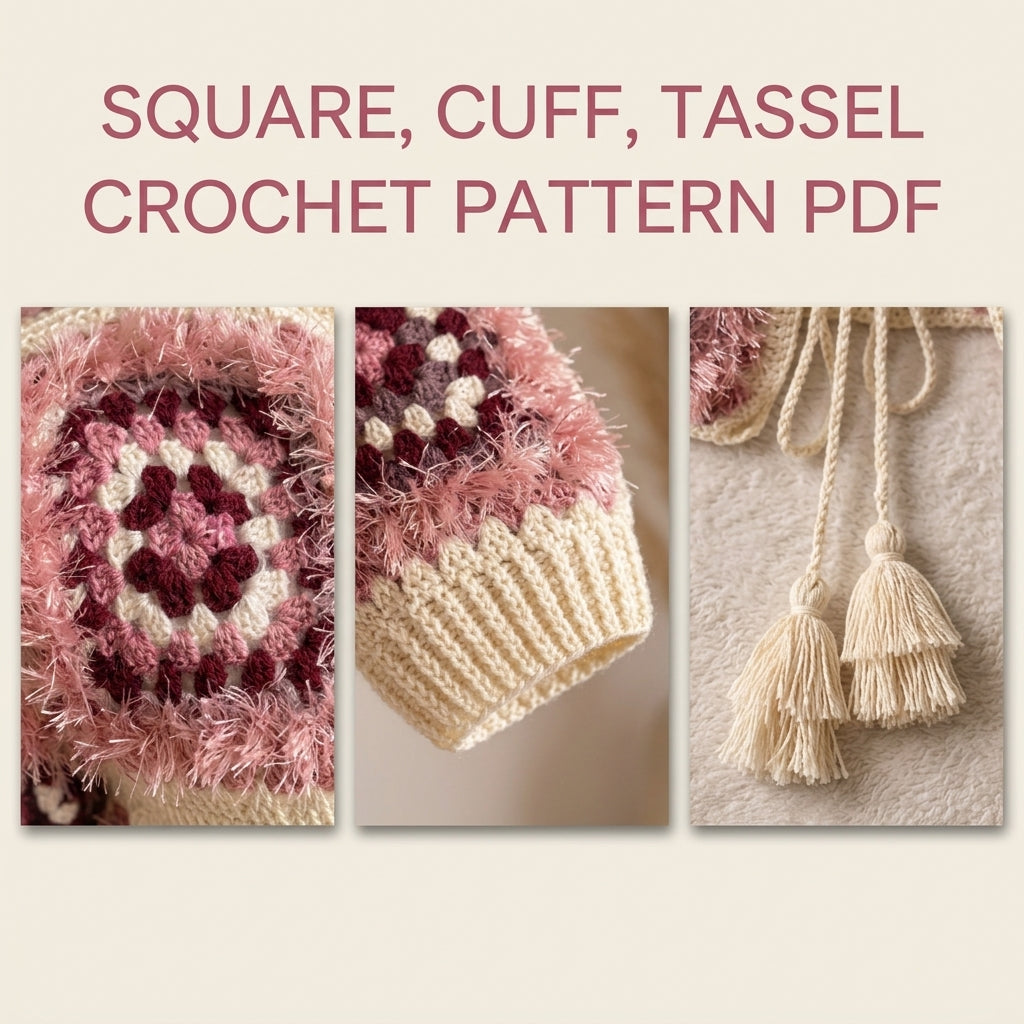 Fluffy Pink Cardigan Crochet Pattern PDF – Granny Square Cropped Tie Cardigan