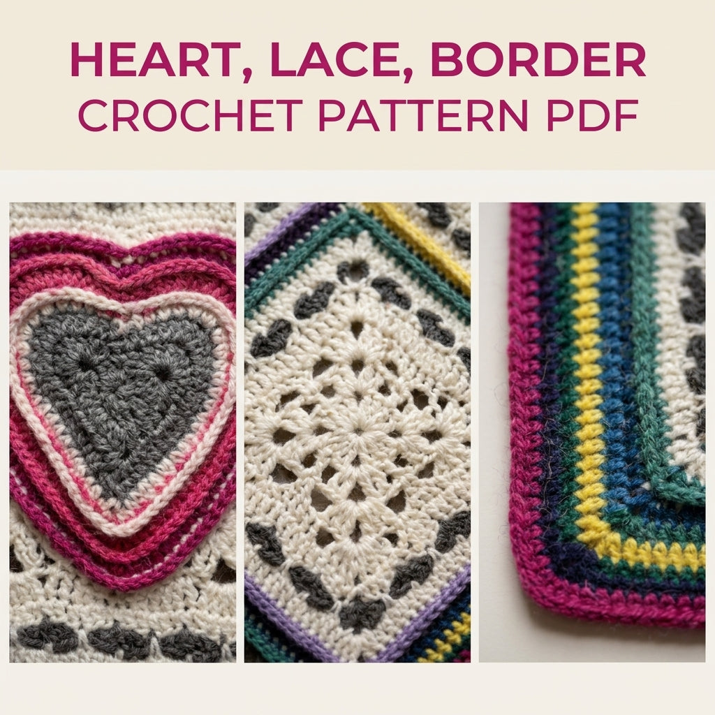 Rainbow Heart Granny Square Blanket Crochet Pattern PDF – Hearts Afghan