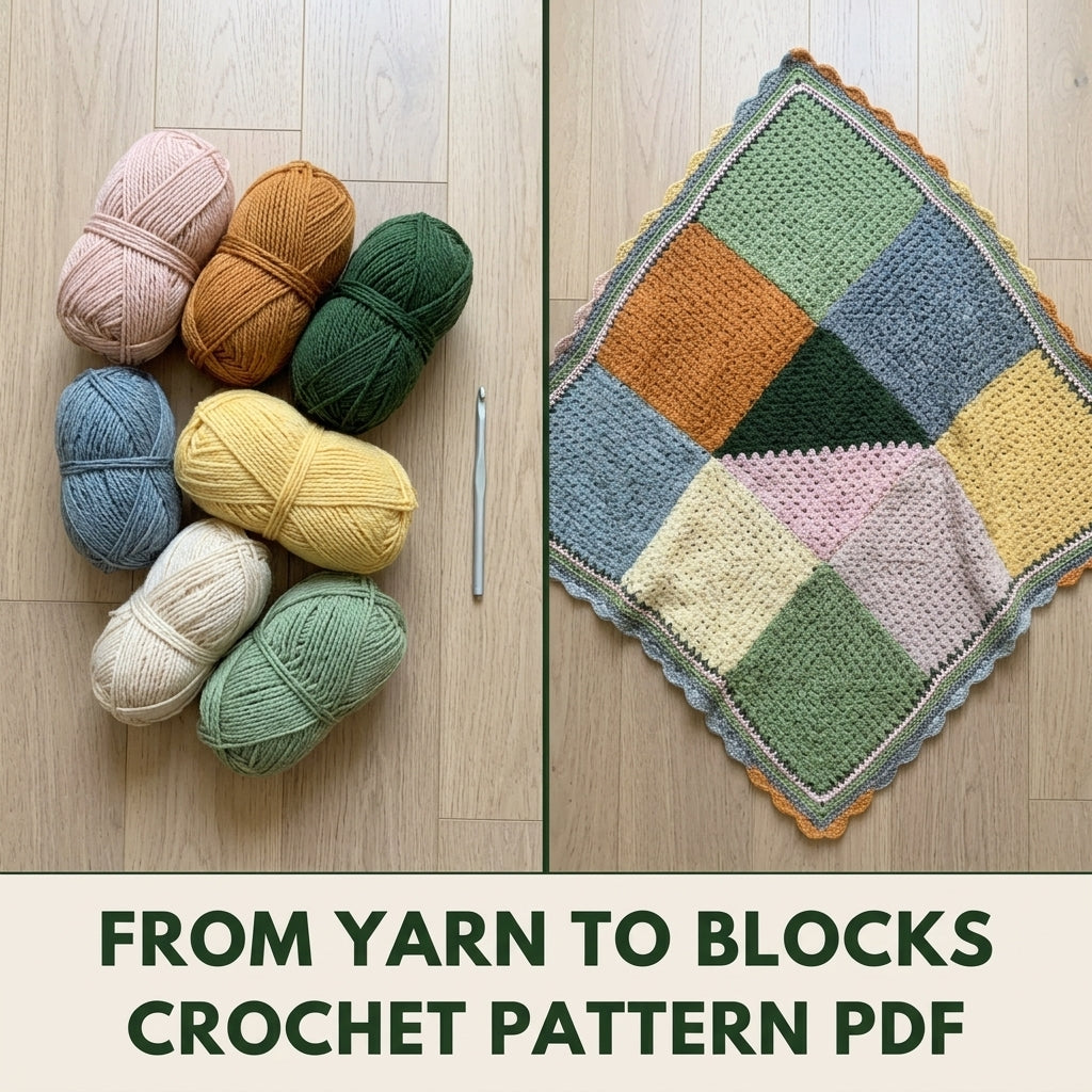 Granny Block Blanket Crochet Pattern PDF – Patchwork Granny Stitch Afghan