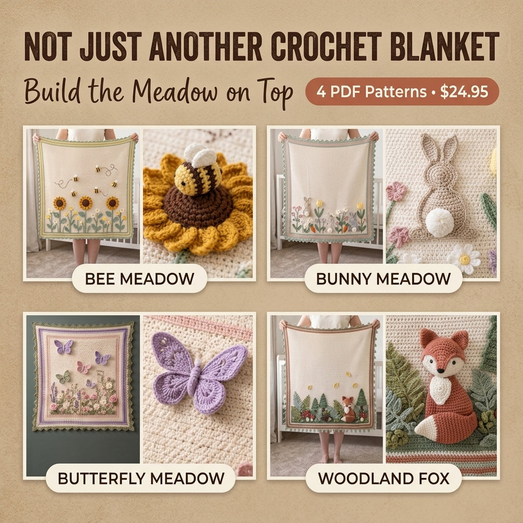 The Storybook Meadow Baby Blanket Collection – 4 PDF Crochet Patterns