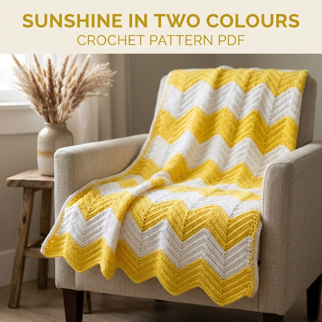 Yellow and White Chevron Blanket Crochet Pattern PDF – Classic Stripes
