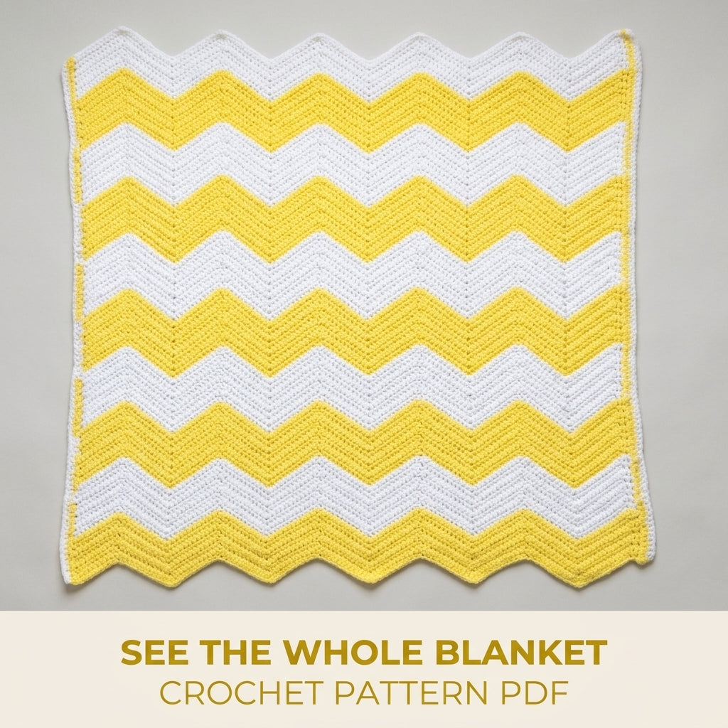 Yellow and White Chevron Blanket Crochet Pattern PDF – Classic Stripes