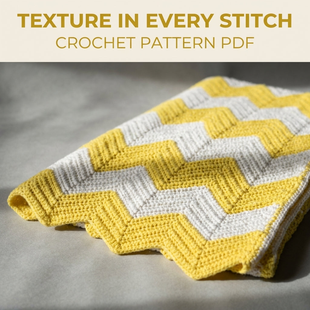 Yellow and White Chevron Blanket Crochet Pattern PDF – Classic Stripes