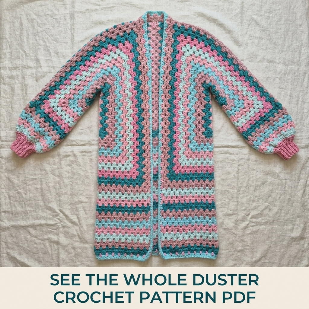 Long Hexagon Cardigan Crochet Pattern PDF – Granny Stripe Duster