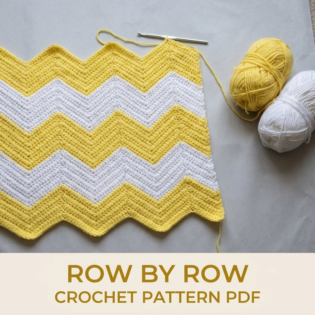 Yellow and White Chevron Blanket Crochet Pattern PDF – Classic Stripes