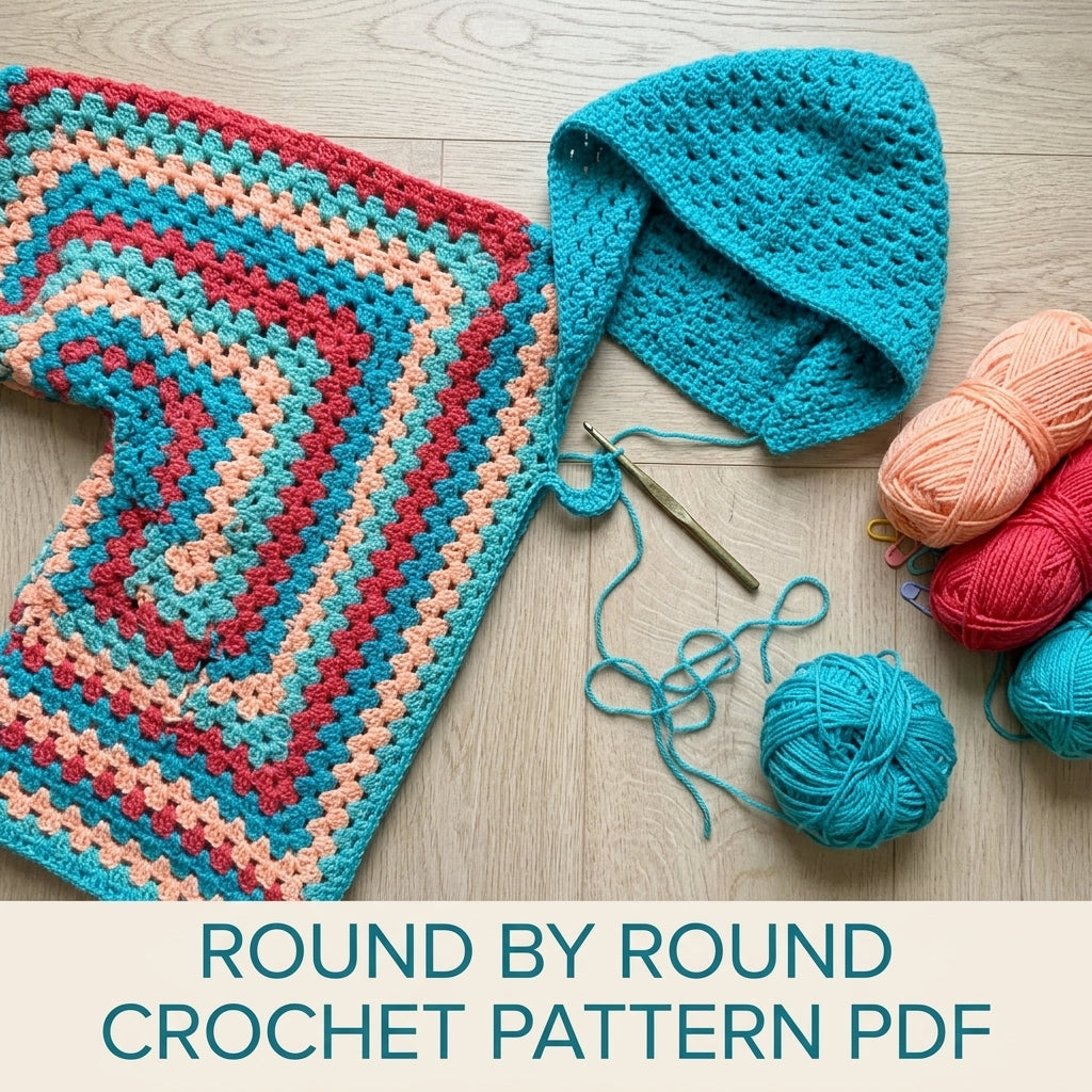Hooded Hexagon Cardigan Crochet Pattern PDF – Granny Stripe Hoodie Cardigan