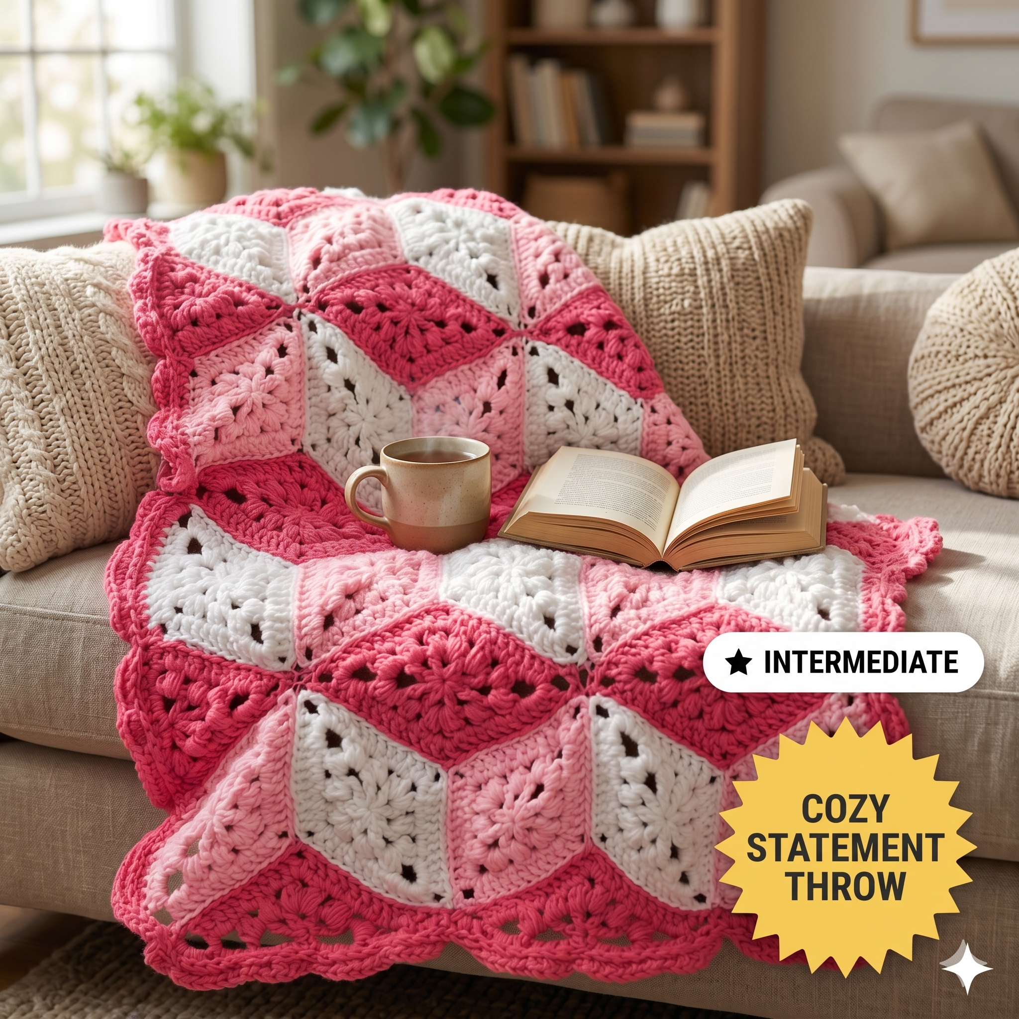 CROCHET PATTERN + VIDEO - 3D Cube Throw - Diamond Blanket / Afghan with 3D Cube Effect - Instant Pdf Pattern Download by Wilmade