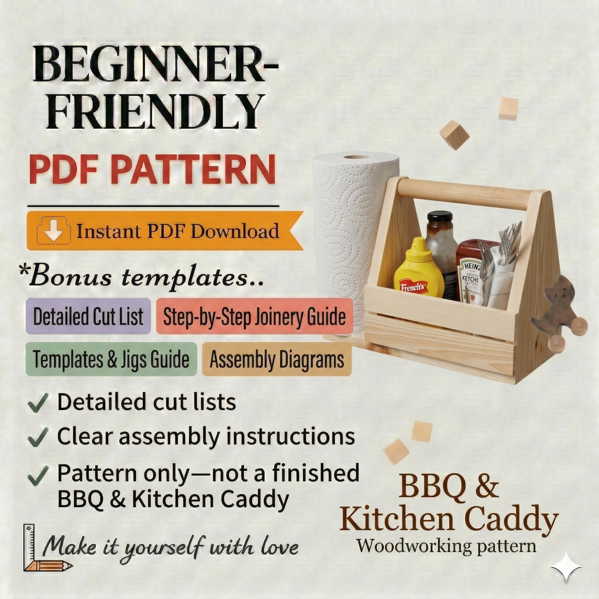 DIY Picnic Caddie Plans: Easy Beginner Woodworking Project (PDF Download)
