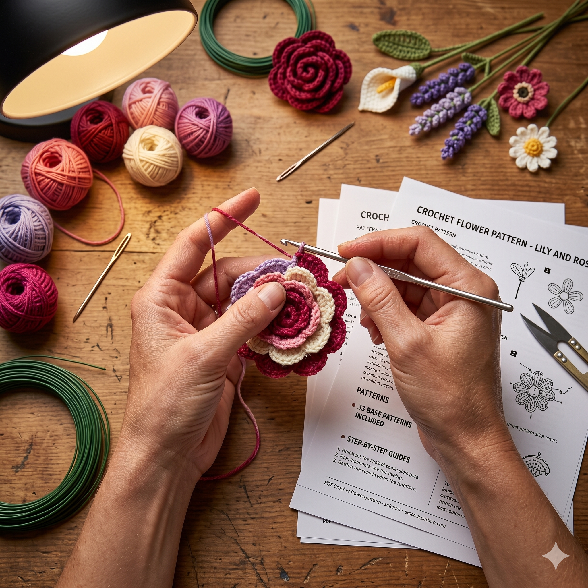 Flower crochet Patterns, 33 in 1 Bundle Floral Bouquet Designs PDF, mothers day gift amigurumi