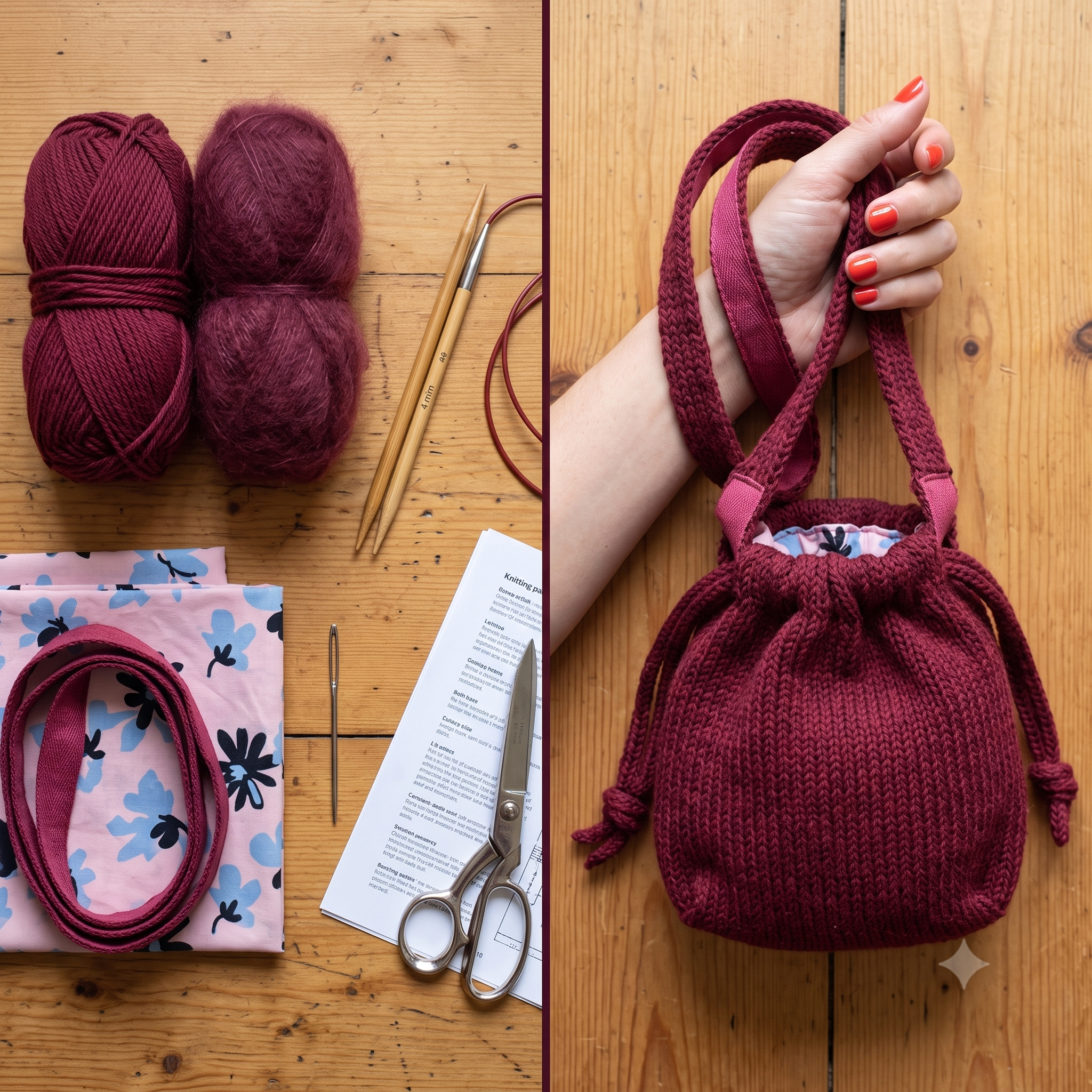 Drawstring Bucket Bag Knitting Pattern β PDF Knit Pouch Purse in 3 Sizes β Beginner-Friendly Intermediate Project β Crossbody Knit Bag with Cord & Strap β Instant Download