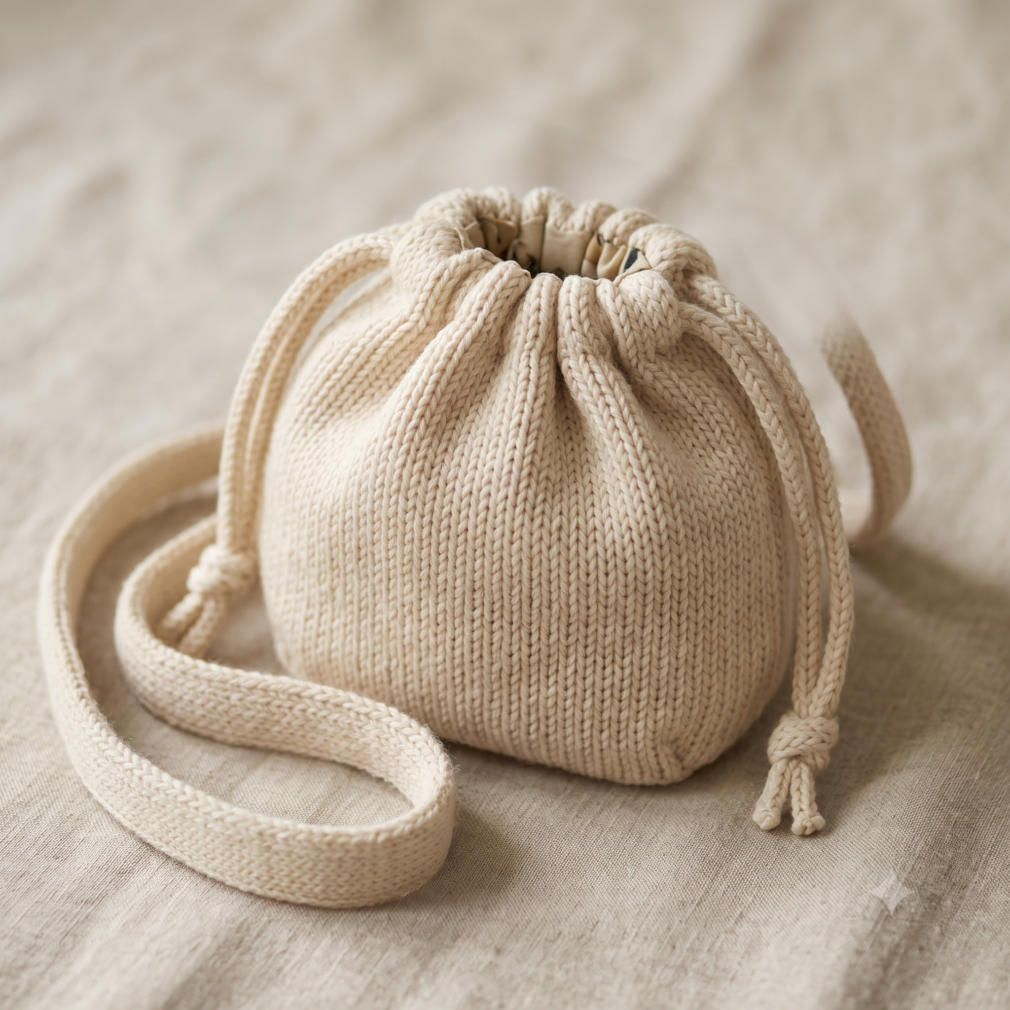 Drawstring Bucket Bag Knitting Pattern β PDF Knit Pouch Purse in 3 Sizes β Beginner-Friendly Intermediate Project β Crossbody Knit Bag with Cord & Strap β Instant Download